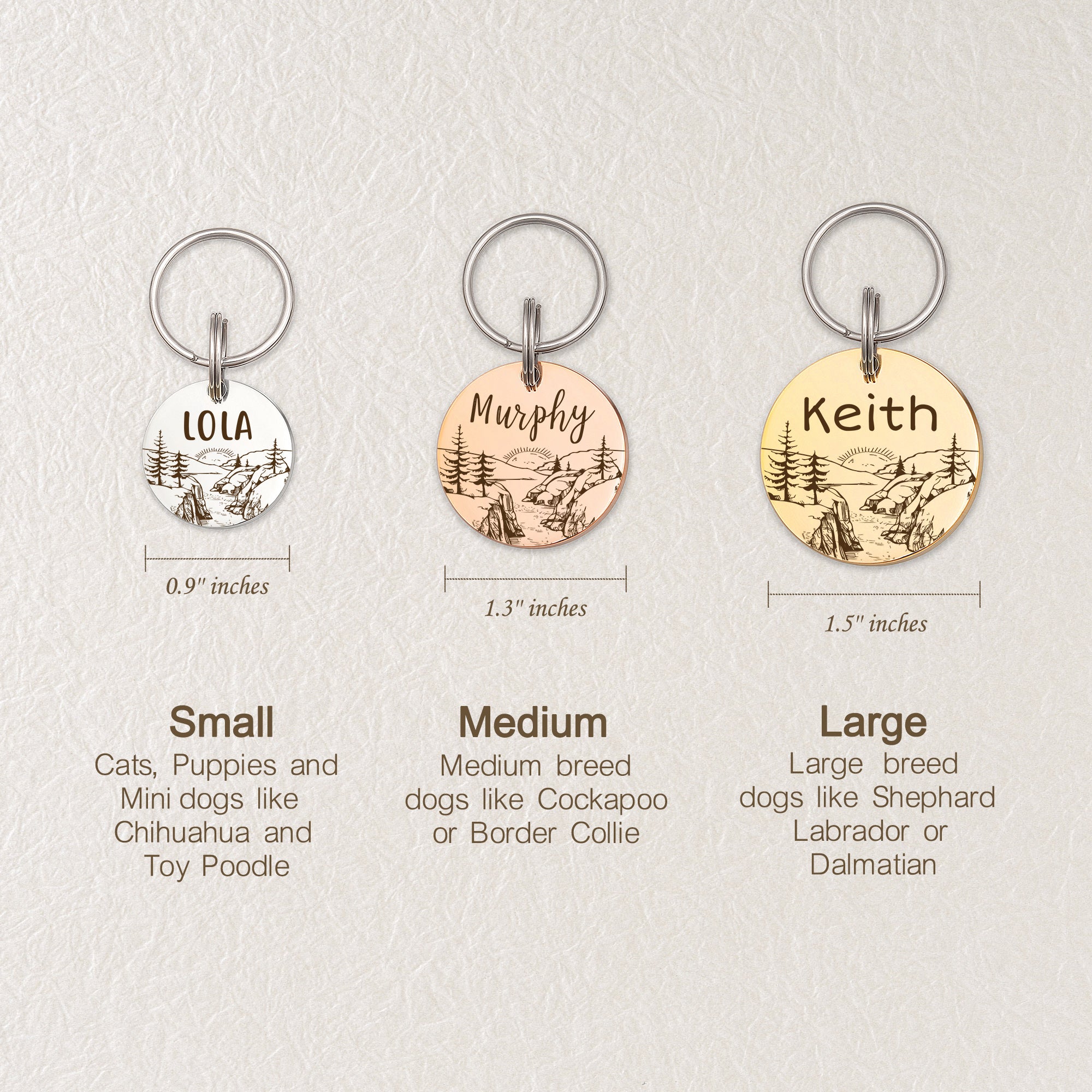 Mountain Sunrise Round Pet ID Dog Tag