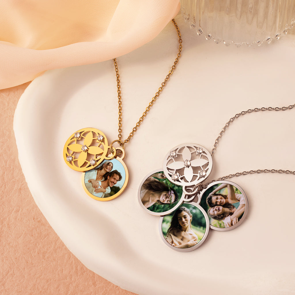 Four Leaf Photo Necklace