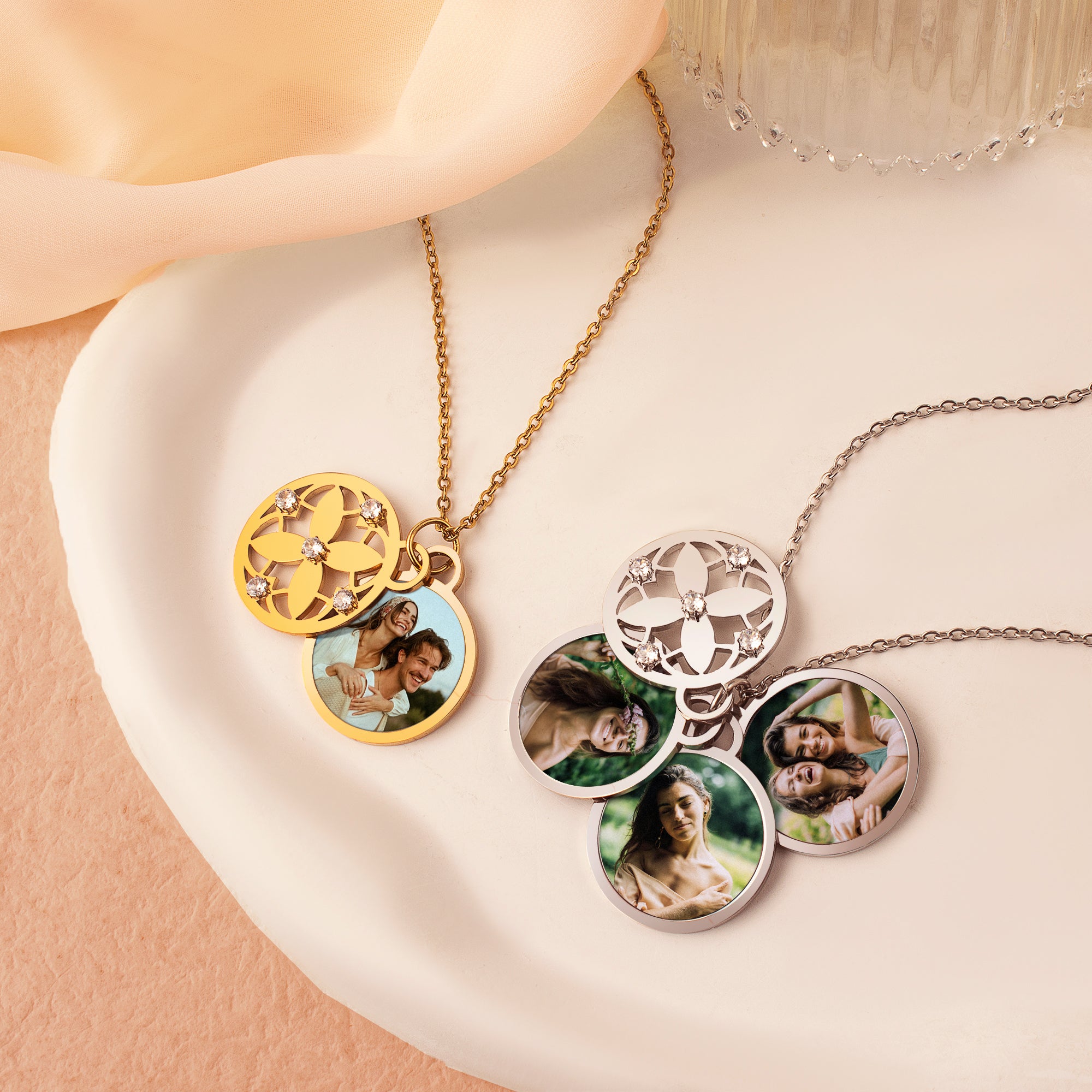 Four Leaf Photo Necklace