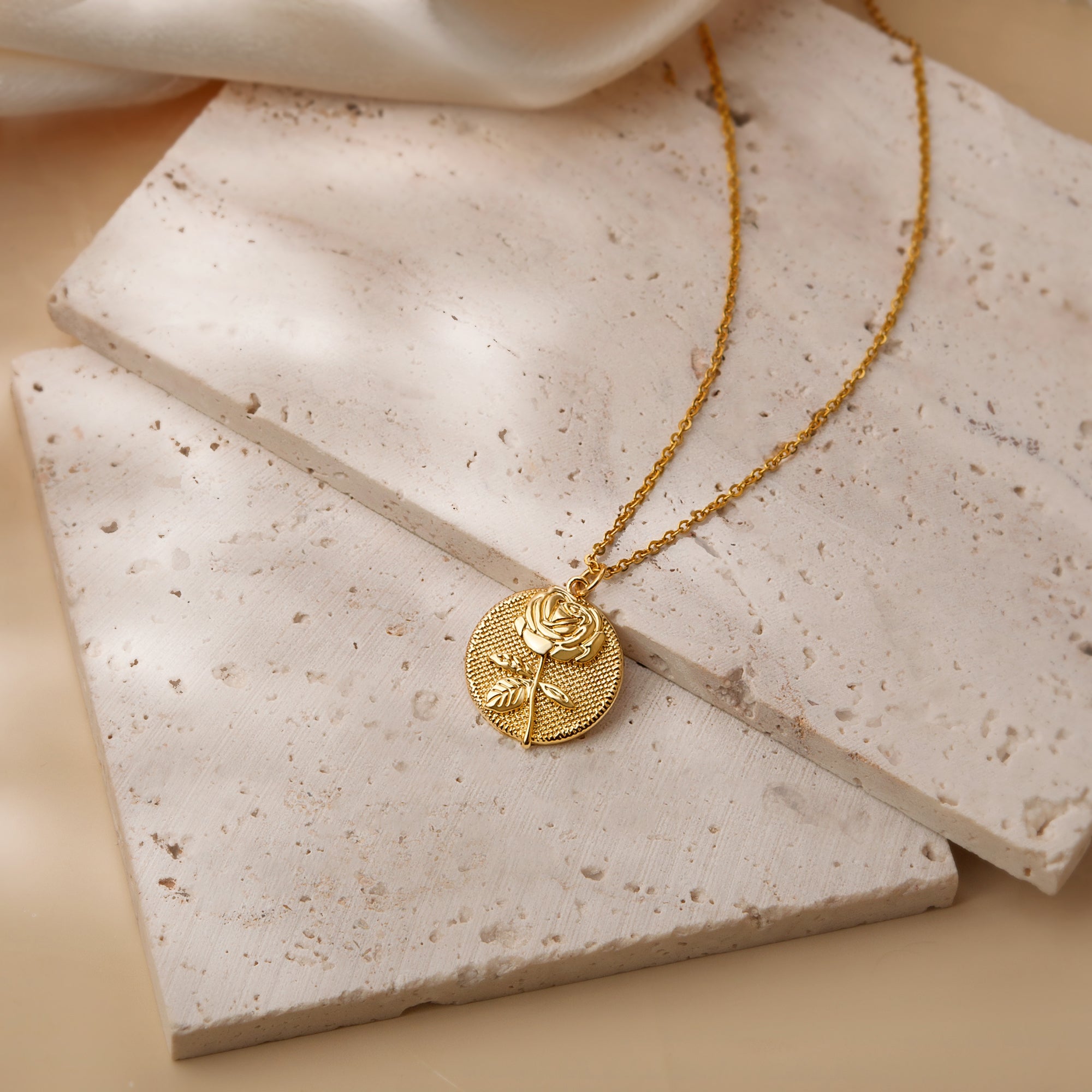 Embossed 3D Birth Flower Necklace