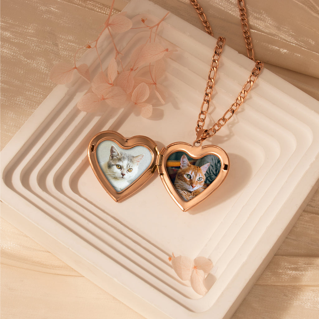 Wave Pet Photo Heart Locket
