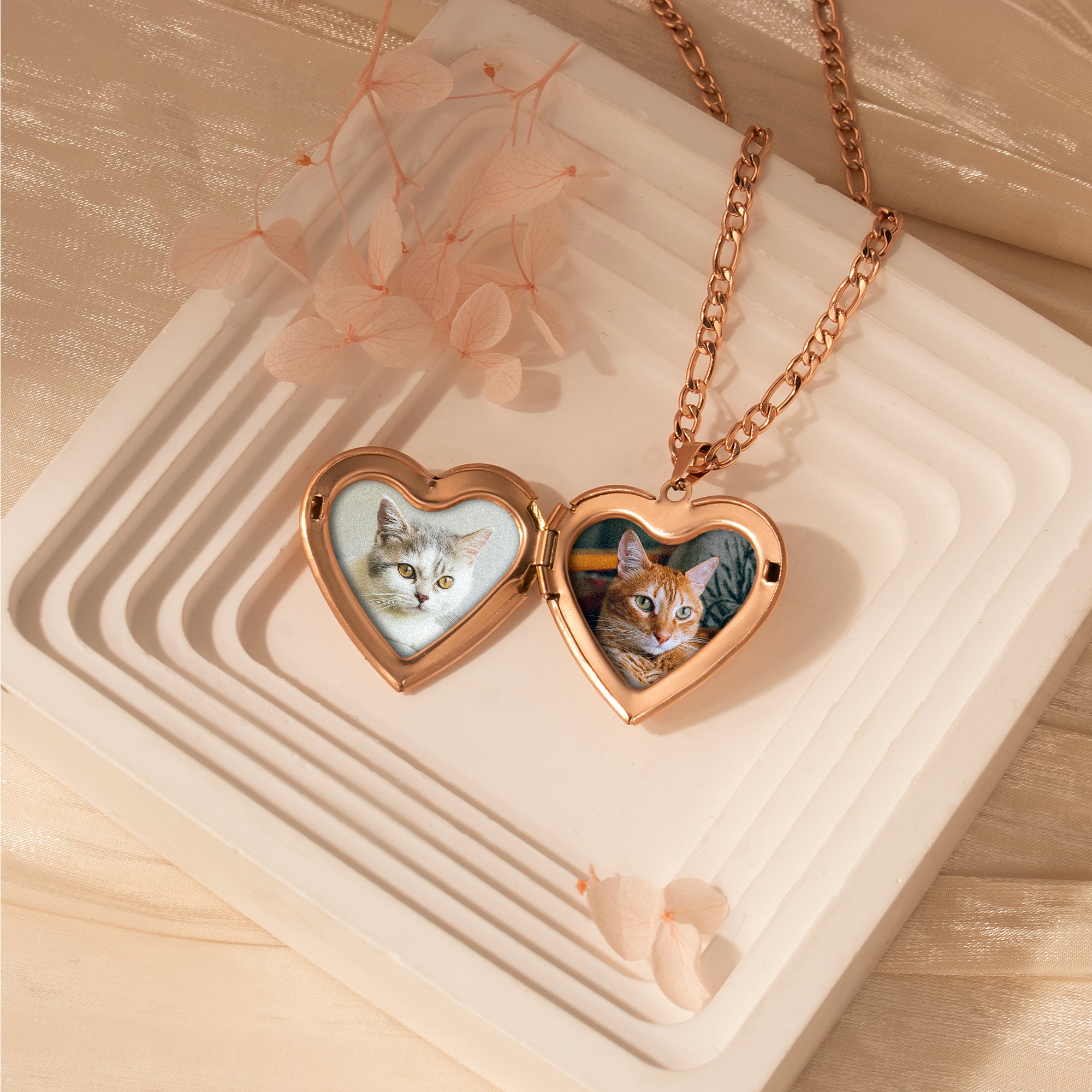 Wave Pet Photo Heart Locket