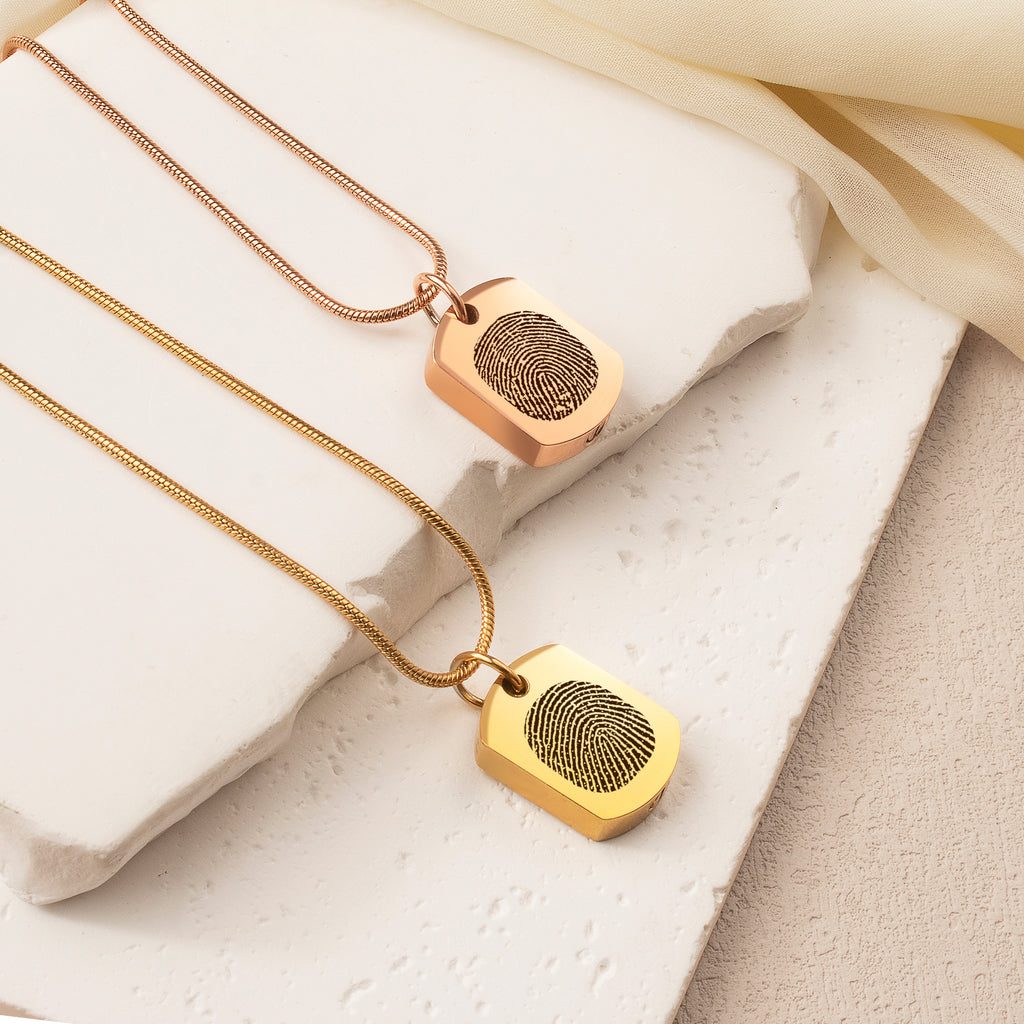 Fingerprint Memorial Dog Tag Necklace
