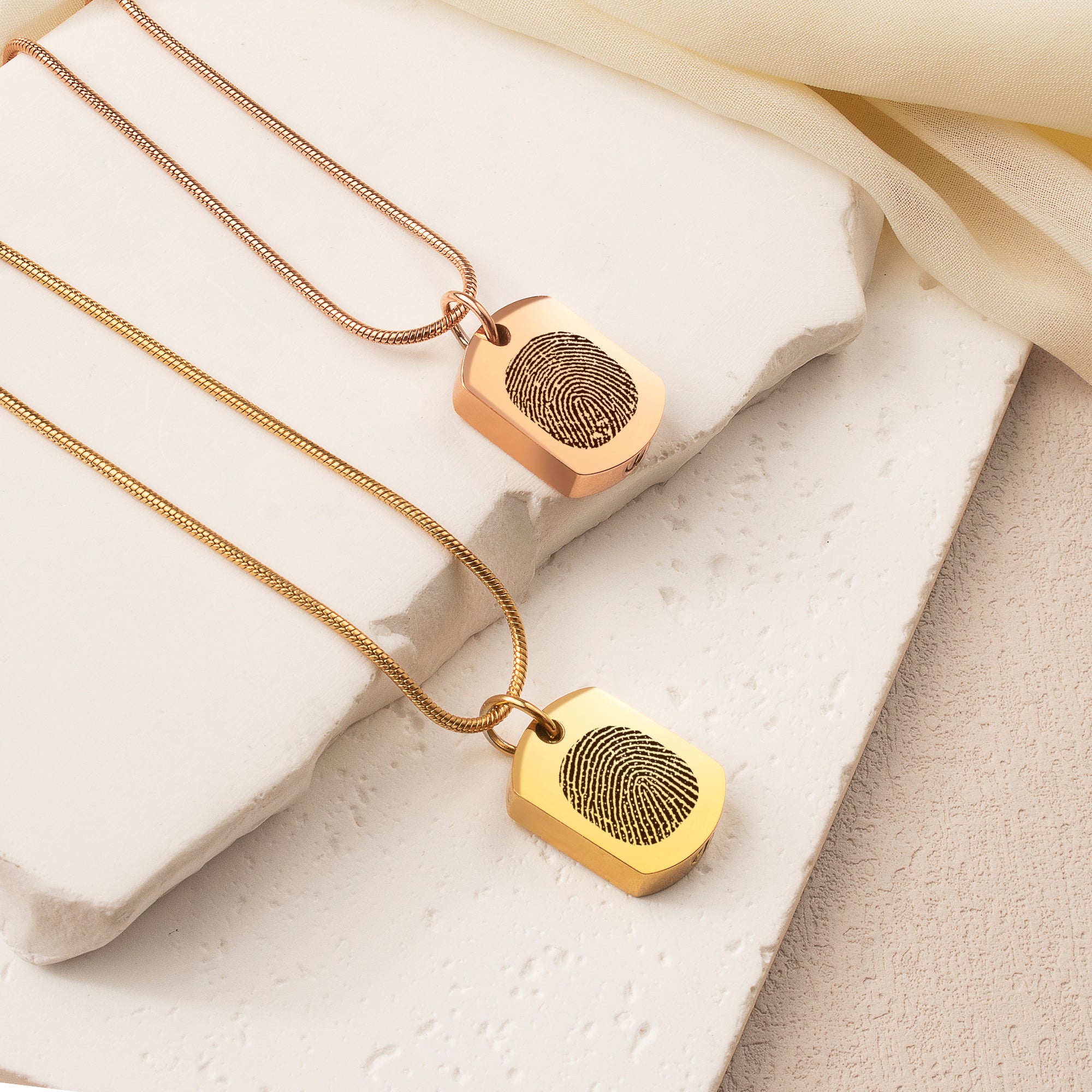 Fingerprint Memorial Dog Tag Necklace