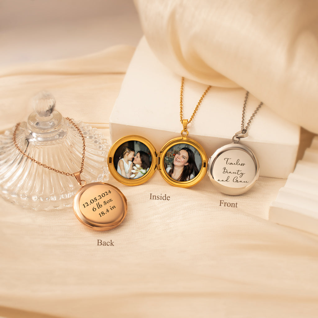 Round Photo Locket Necklace