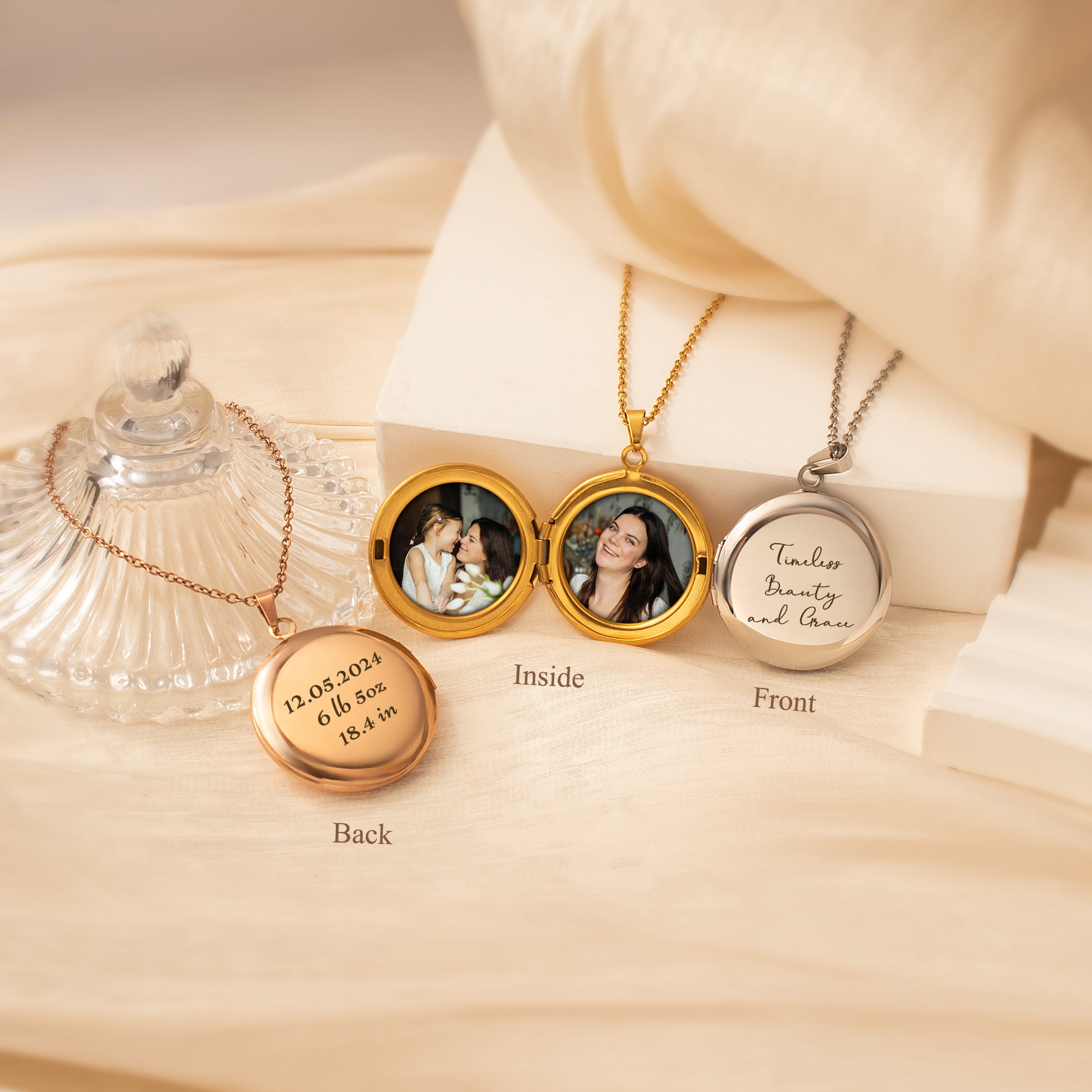 Round Photo Locket Necklace