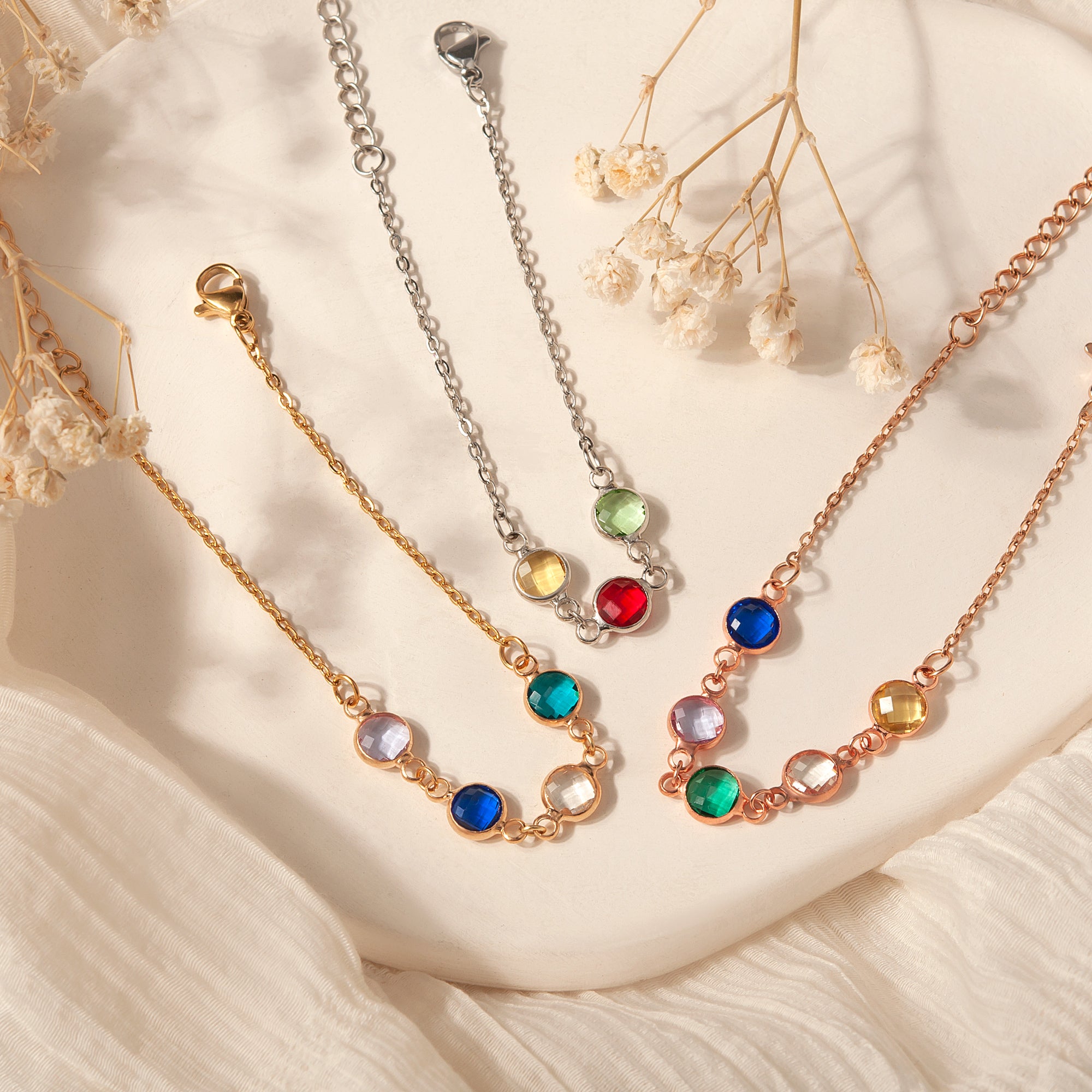 Birthstone Connecter Charm Bracelet