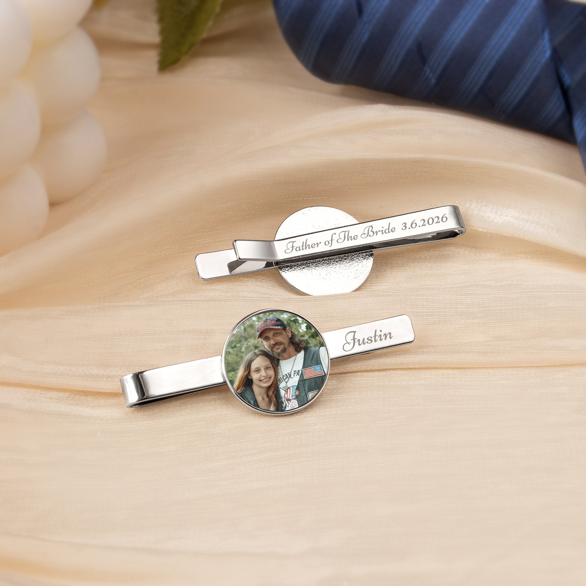 Custom Wedding Photo Tie Clip