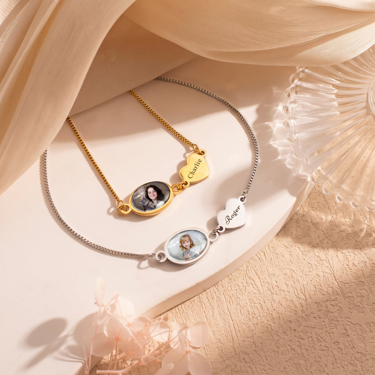 Oval Resin Photo Bracelet with Glass Dome Cab