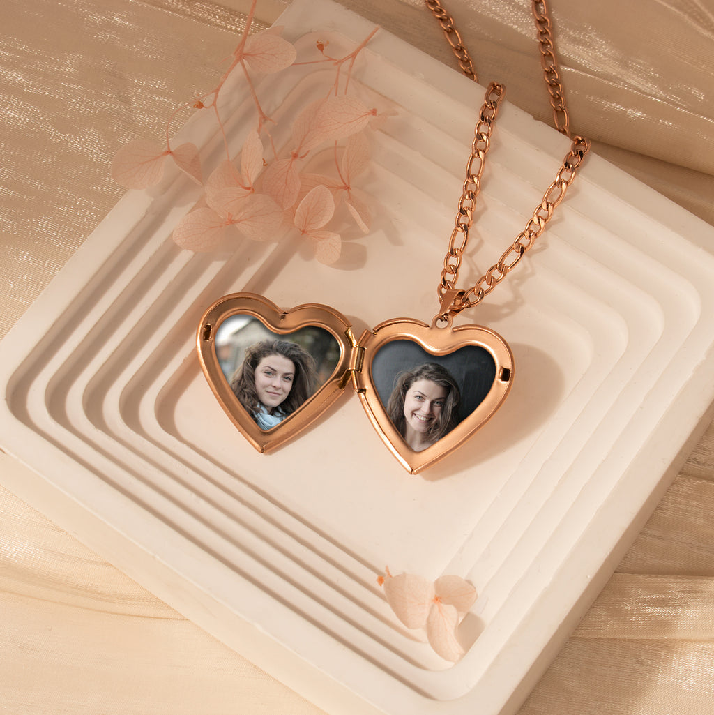 Custom Wave Photo Heart Locket