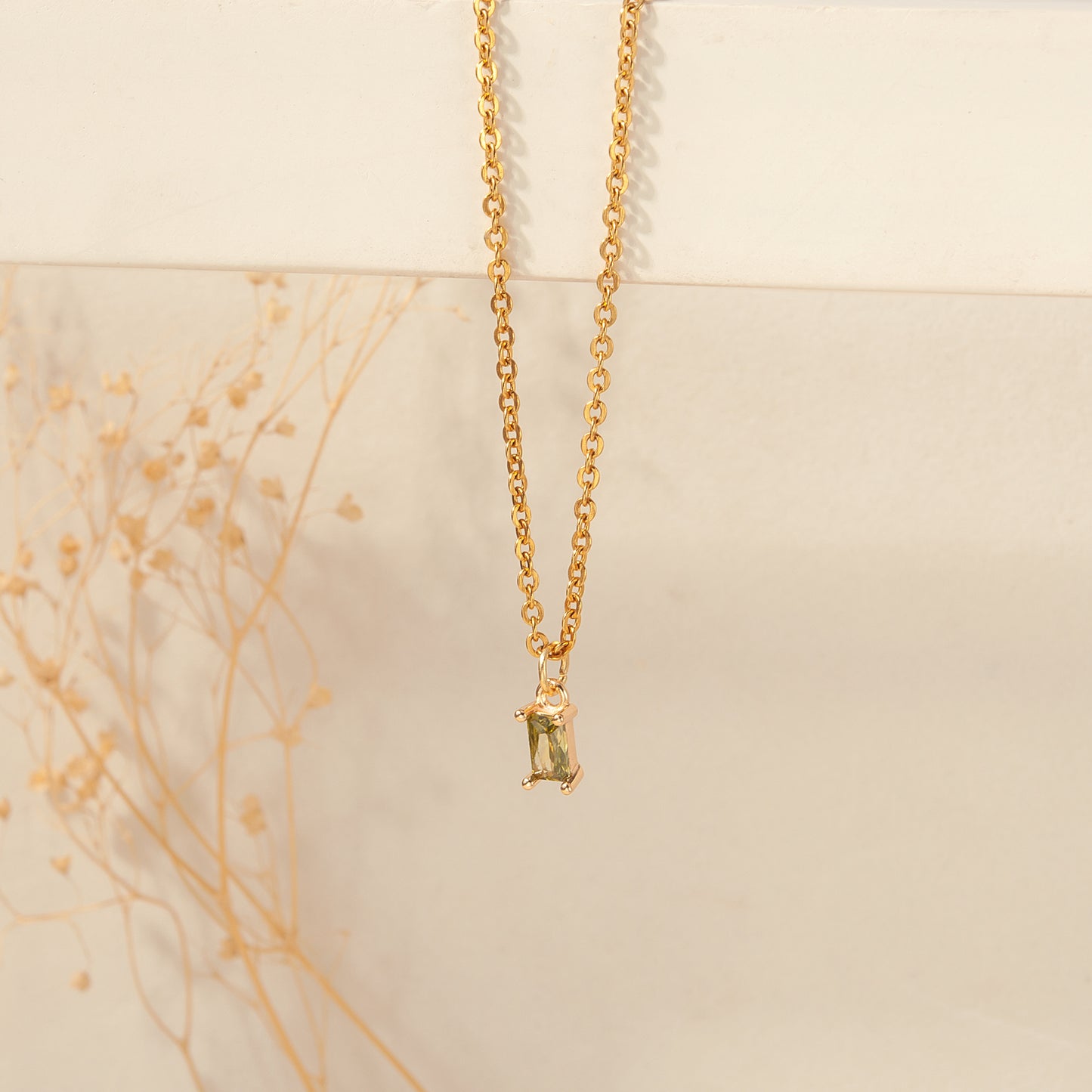 Gold Birthstone Charm Necklace