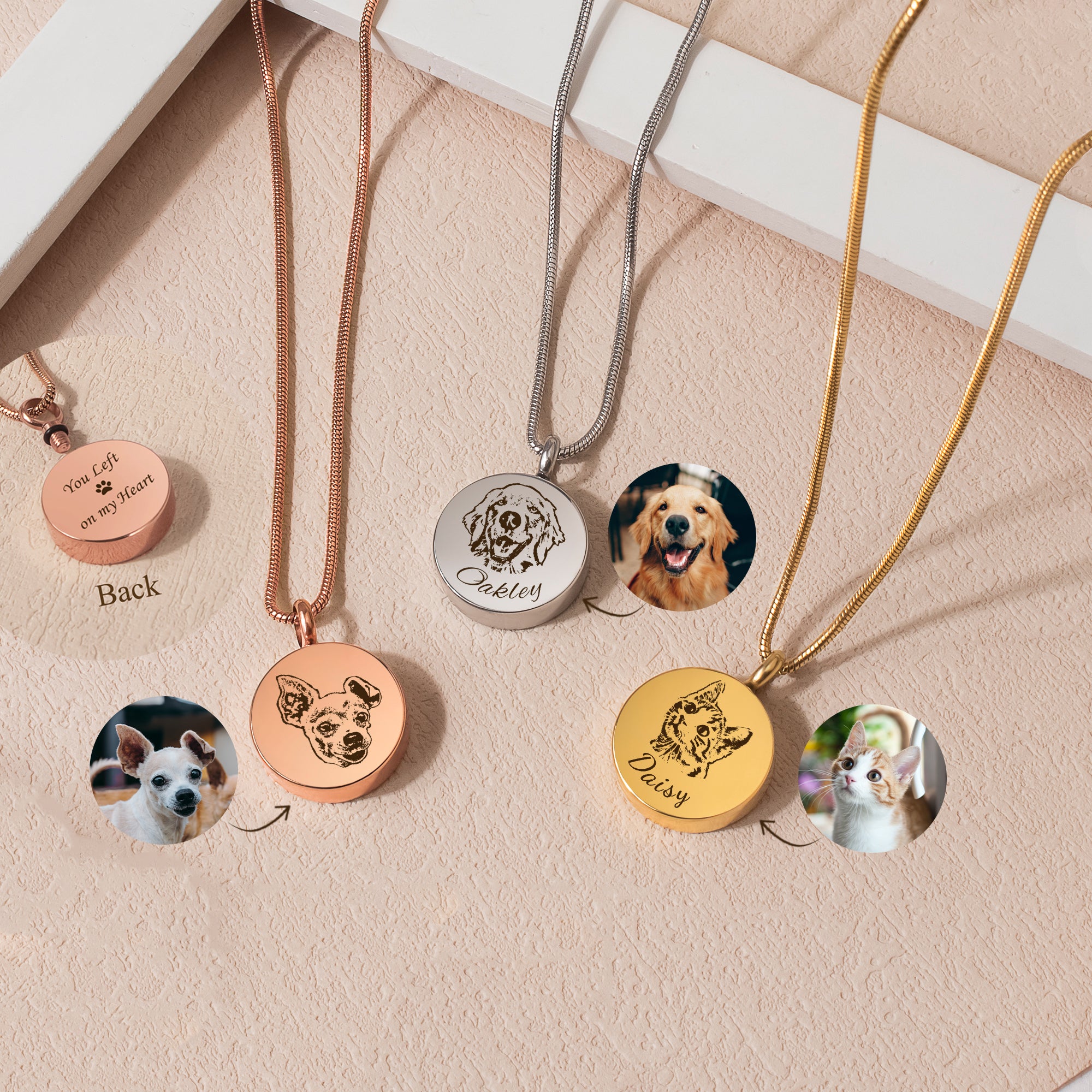 Pet Portrait Round Memorial Necklace