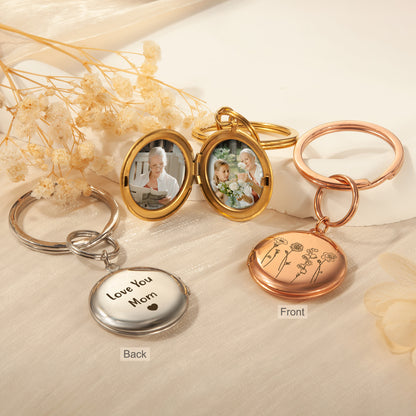 Custom Flower Garden Photo Locket Key Chain