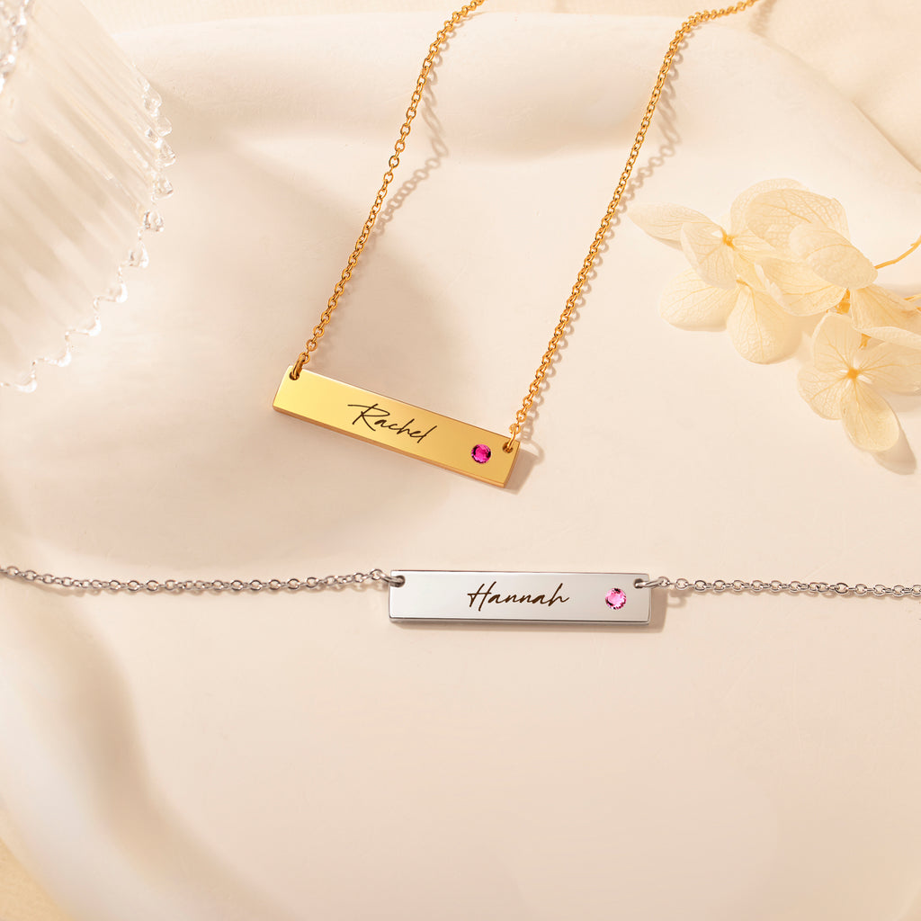 Birthstone Bar Handwriting Necklace