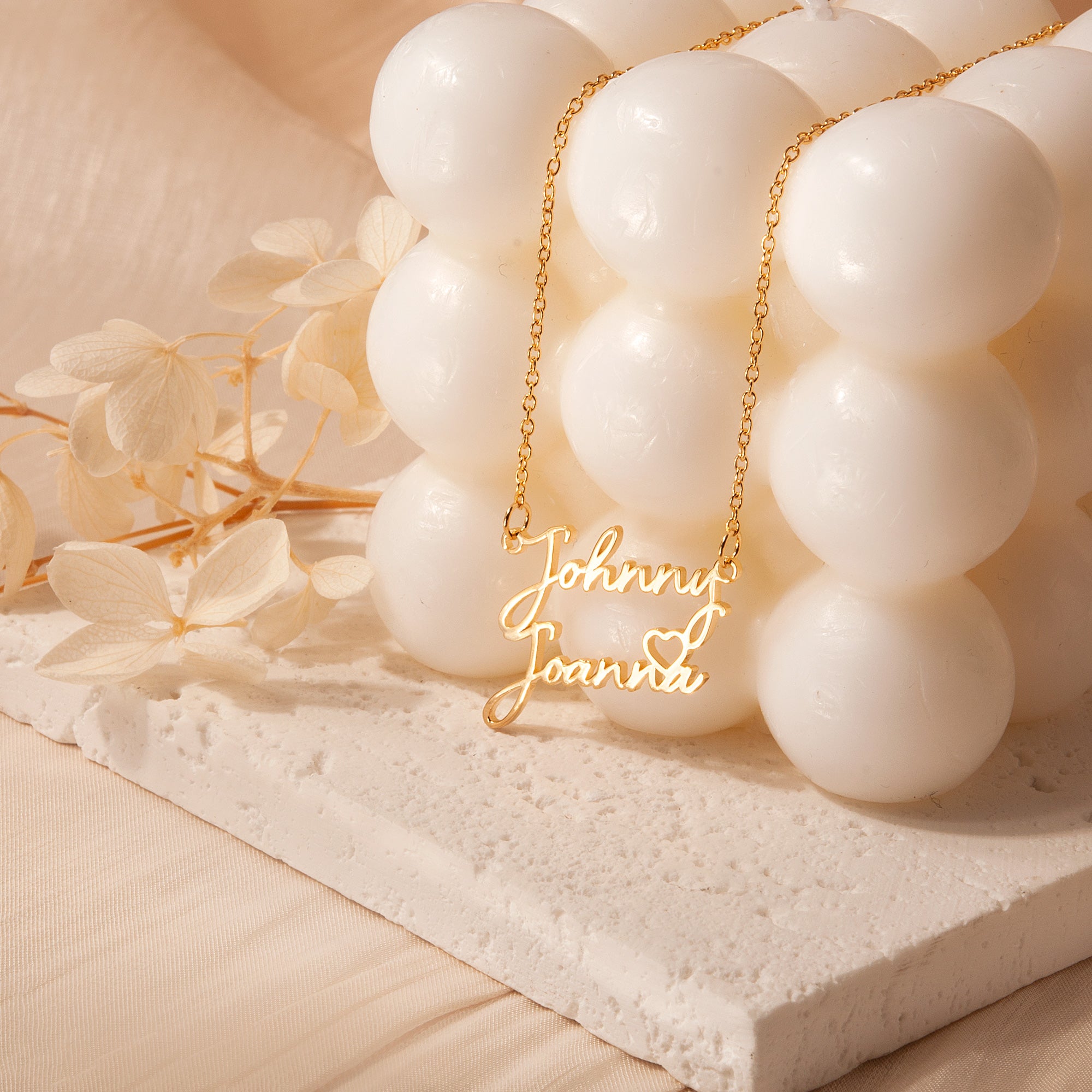 Couple's Name Necklace With Heart