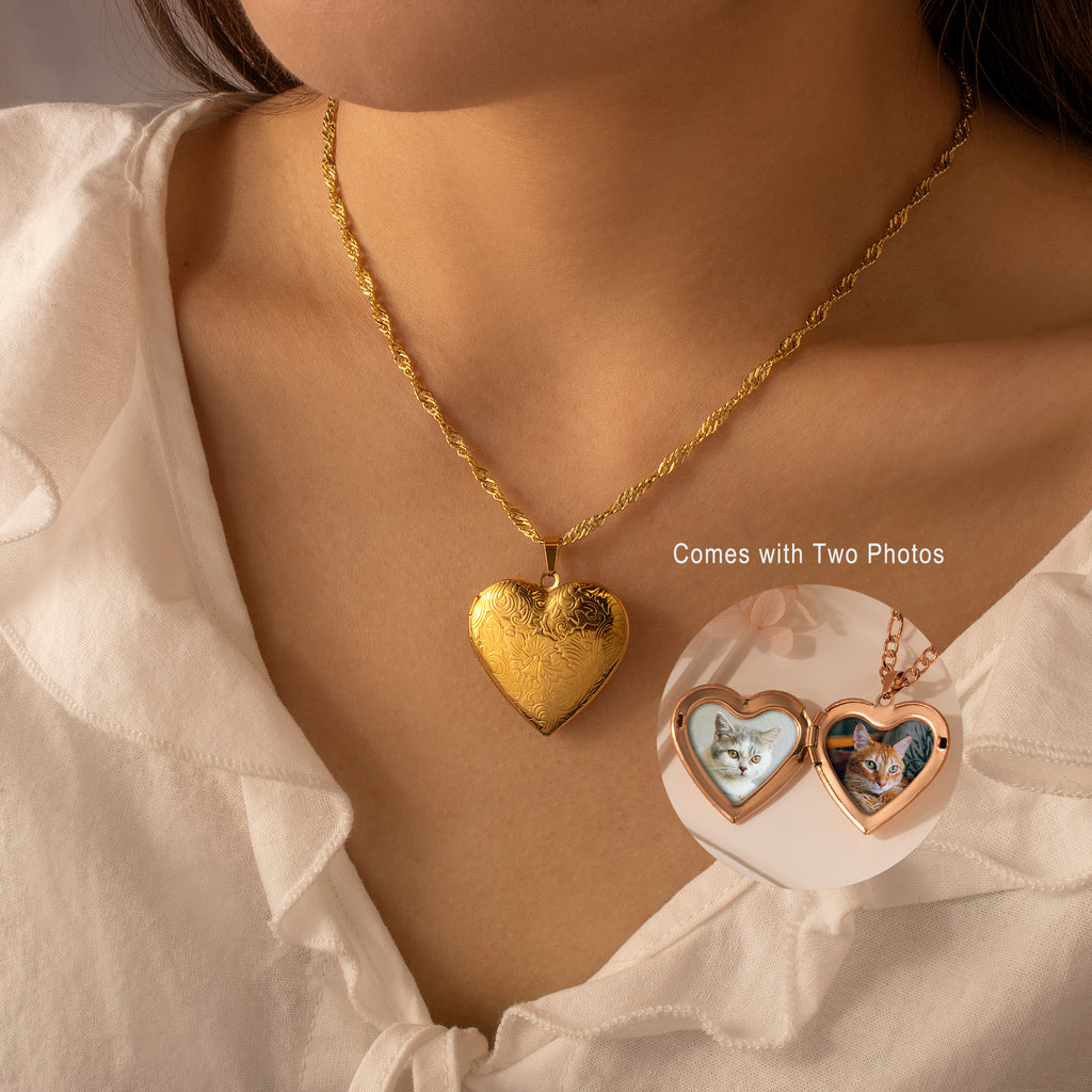 Wave Pet Photo Heart Locket