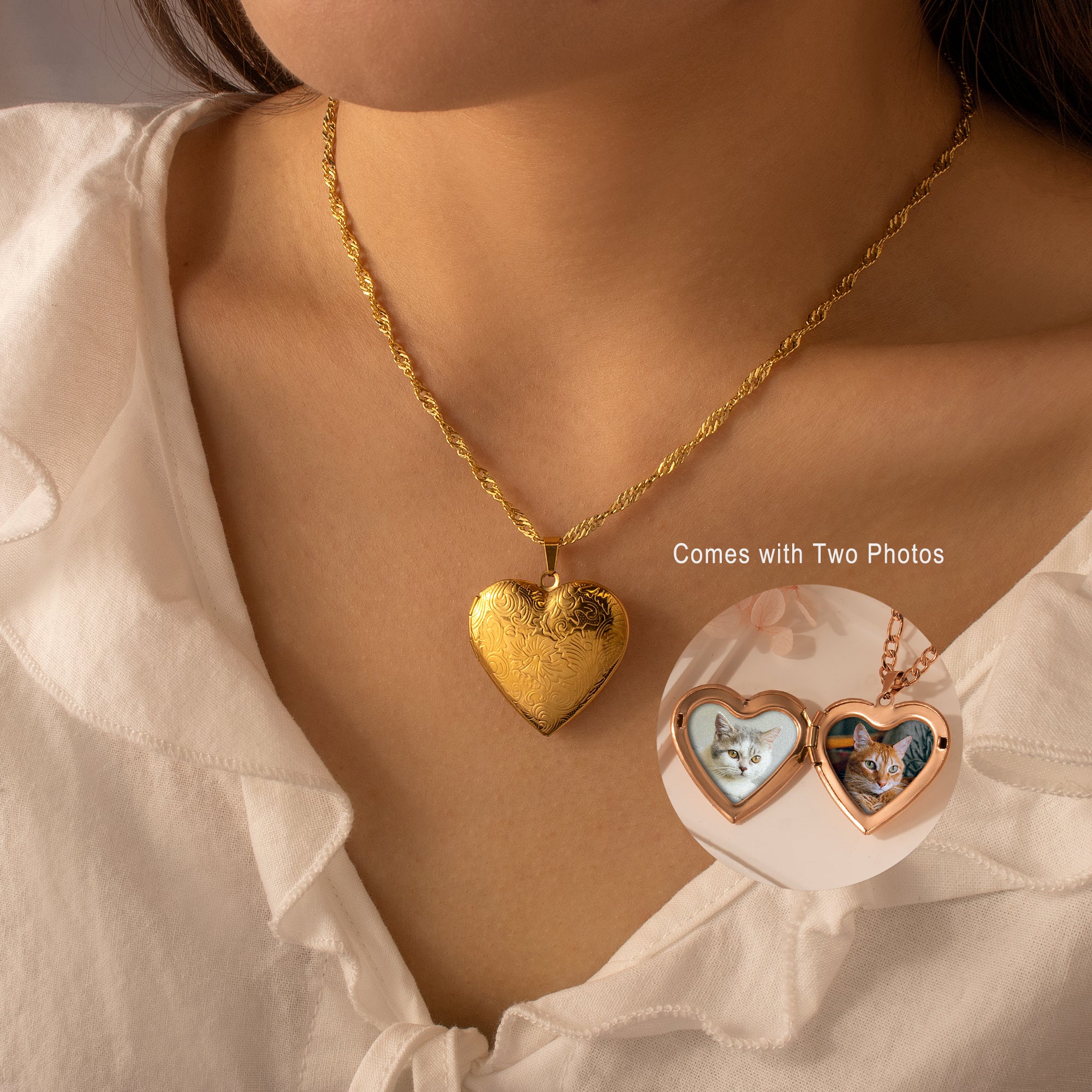 Wave Pet Photo Heart Locket