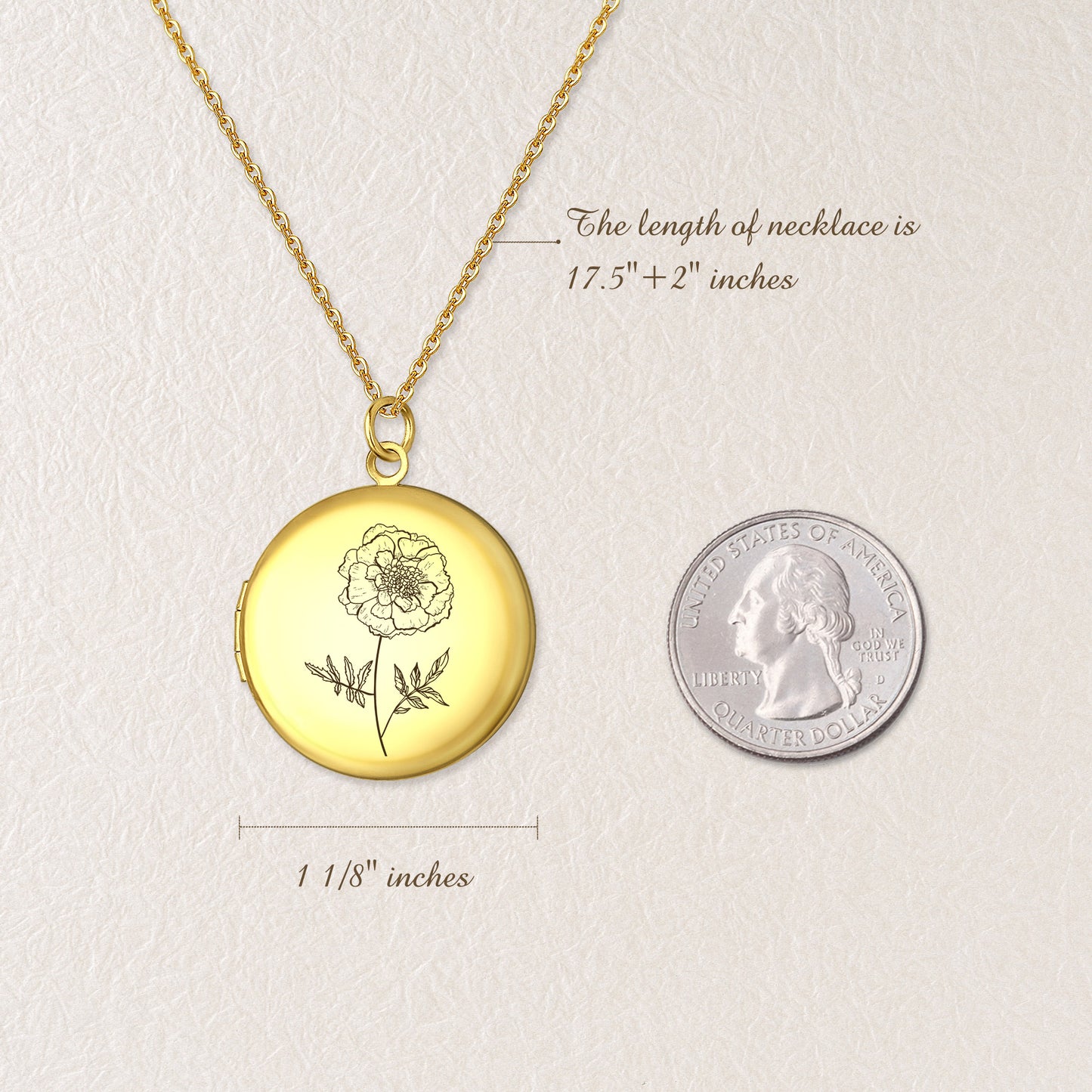 Custom Birth Flower Photo Locket Necklace