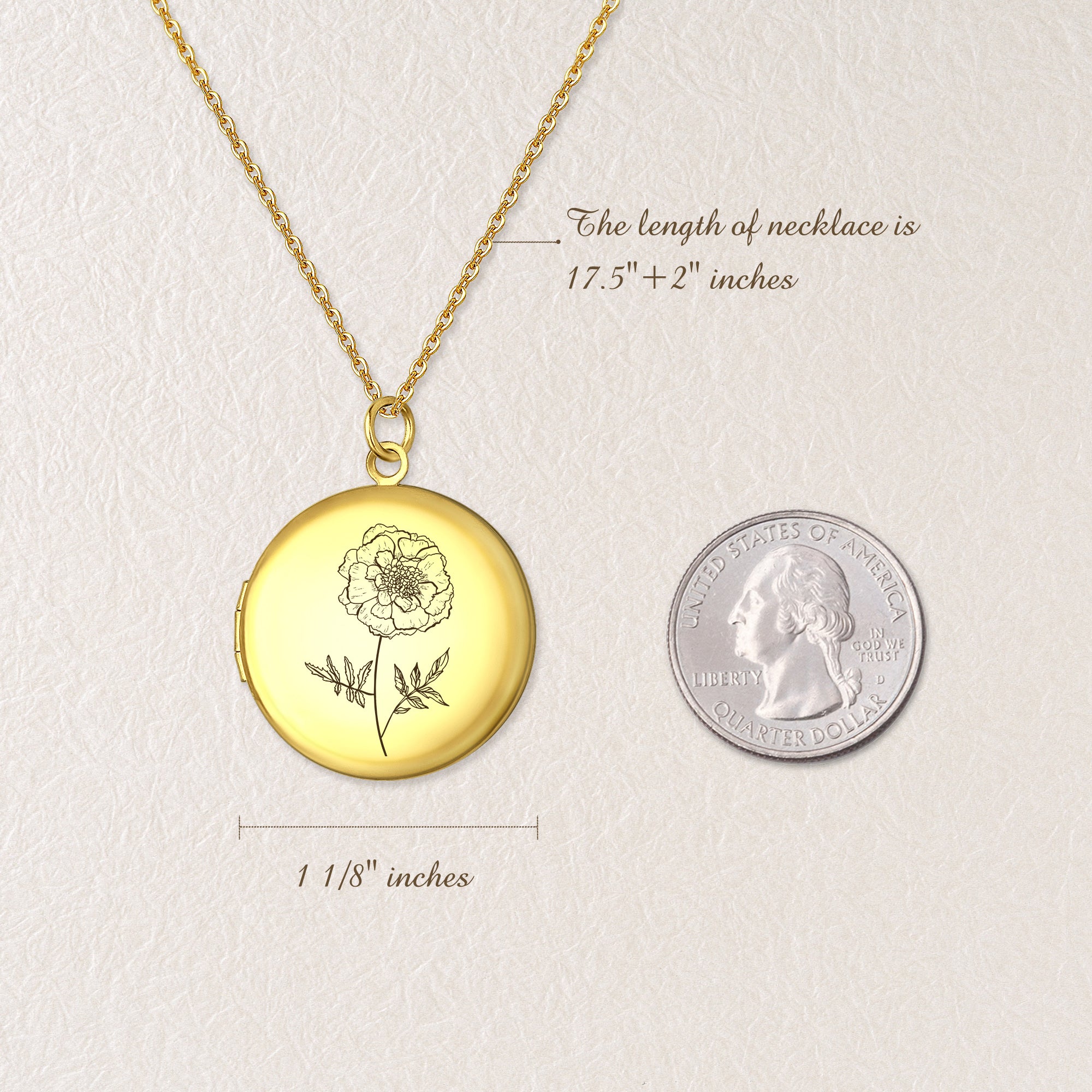 Custom Birth Flower Photo Locket Necklace