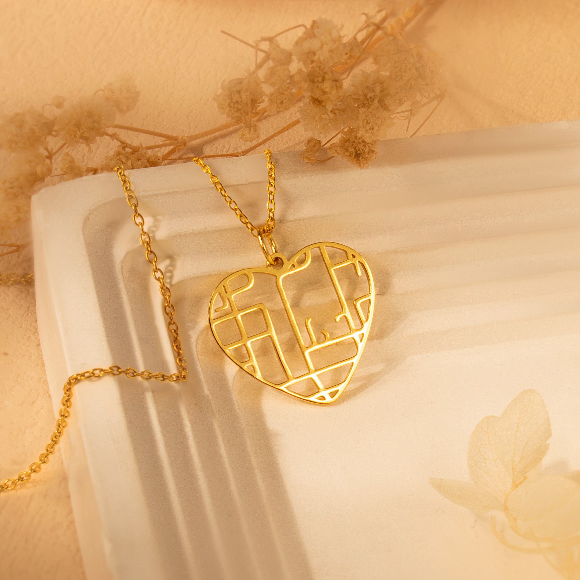 Heart Location Map Necklace