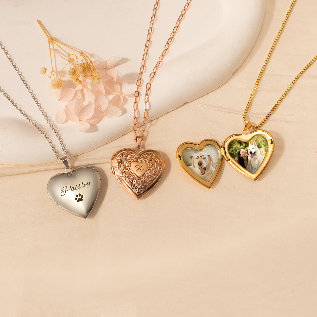 Raise Heart Photo Heart Pet Memorial Locket Necklace