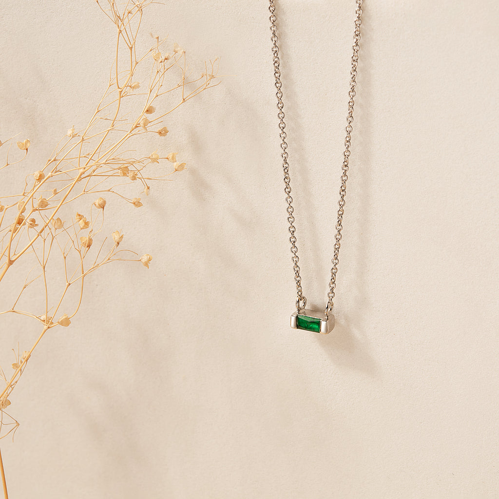 Birthstone Baguette Bar Necklace