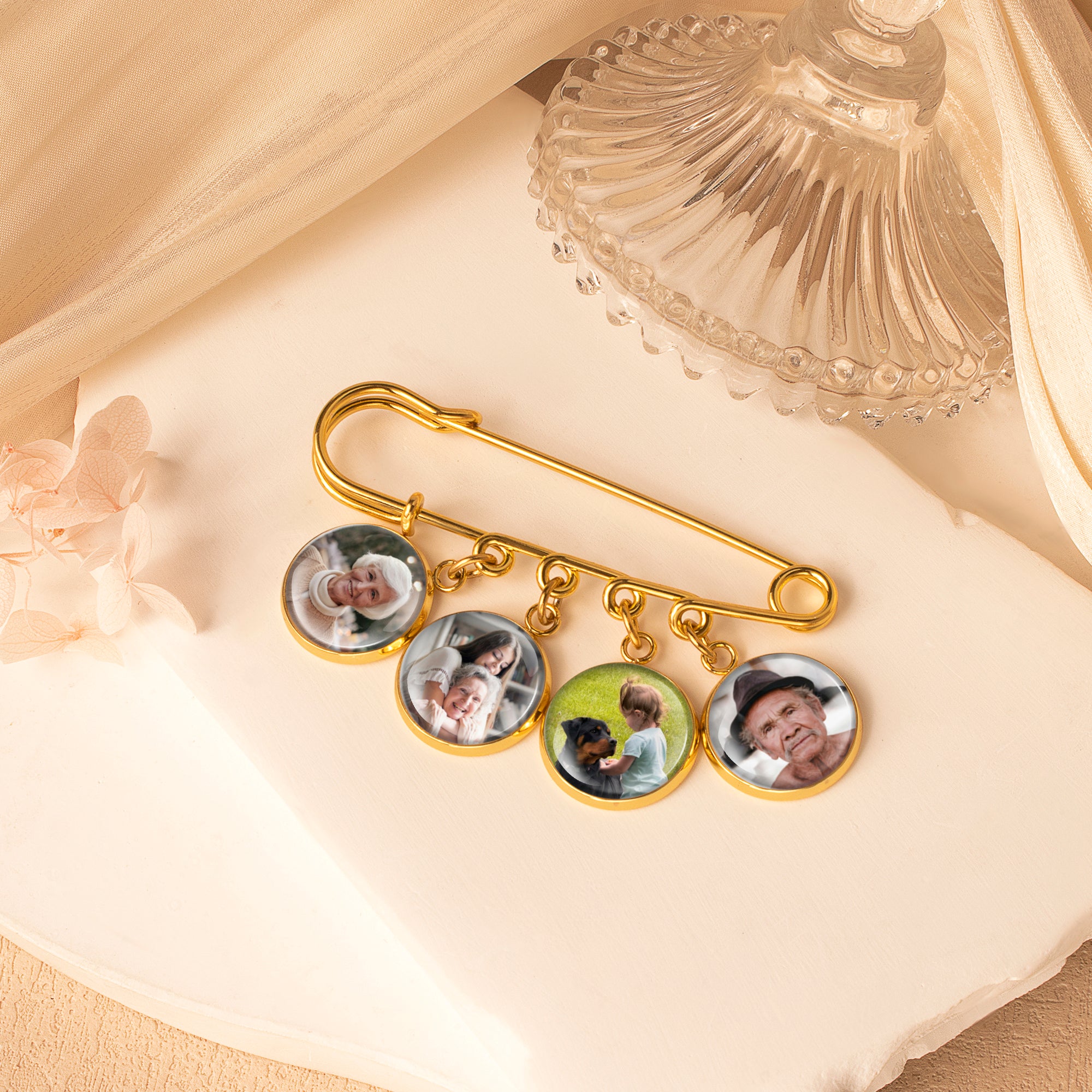 Memorial Photo Brooch Lapel Pin