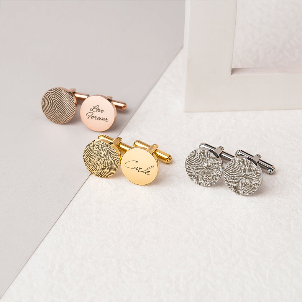 Round Fingerprint Cuff Links