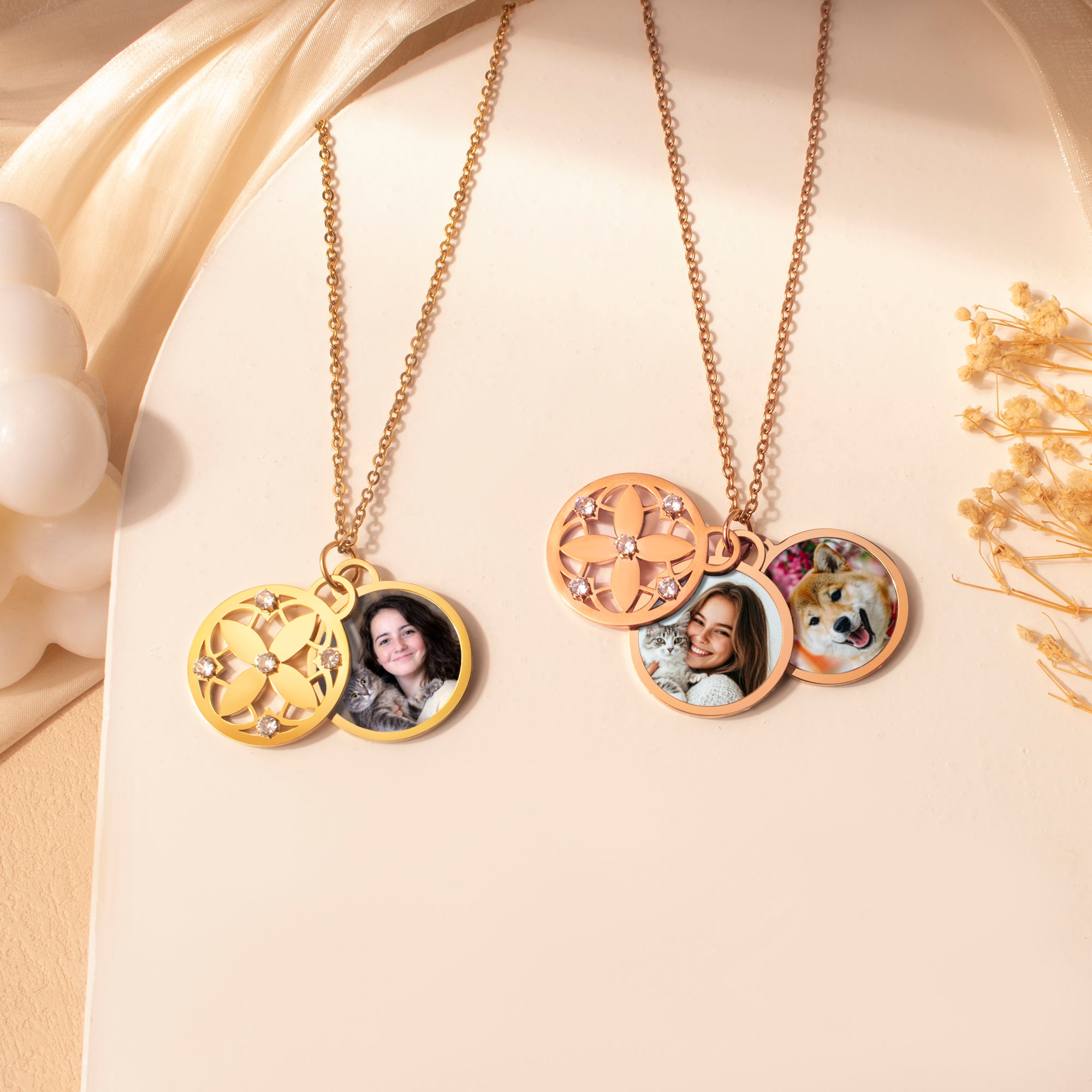 Four Leaf Pet Memorial Photo Necklace