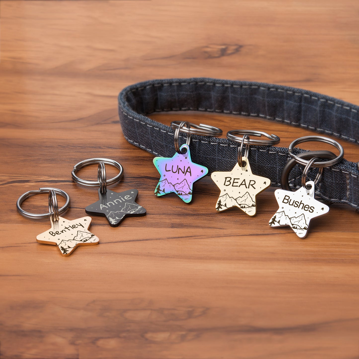 Star Shaped Mountain Starry Sky Themed Pet Tag