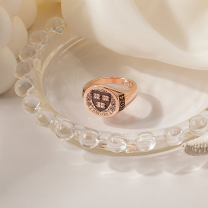 Custom College Emblem Signet Ring