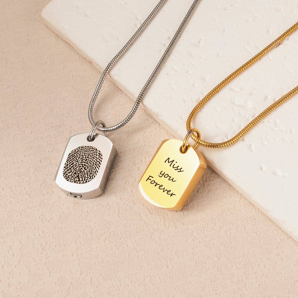 Fingerprint Memorial Dog Tag Necklace