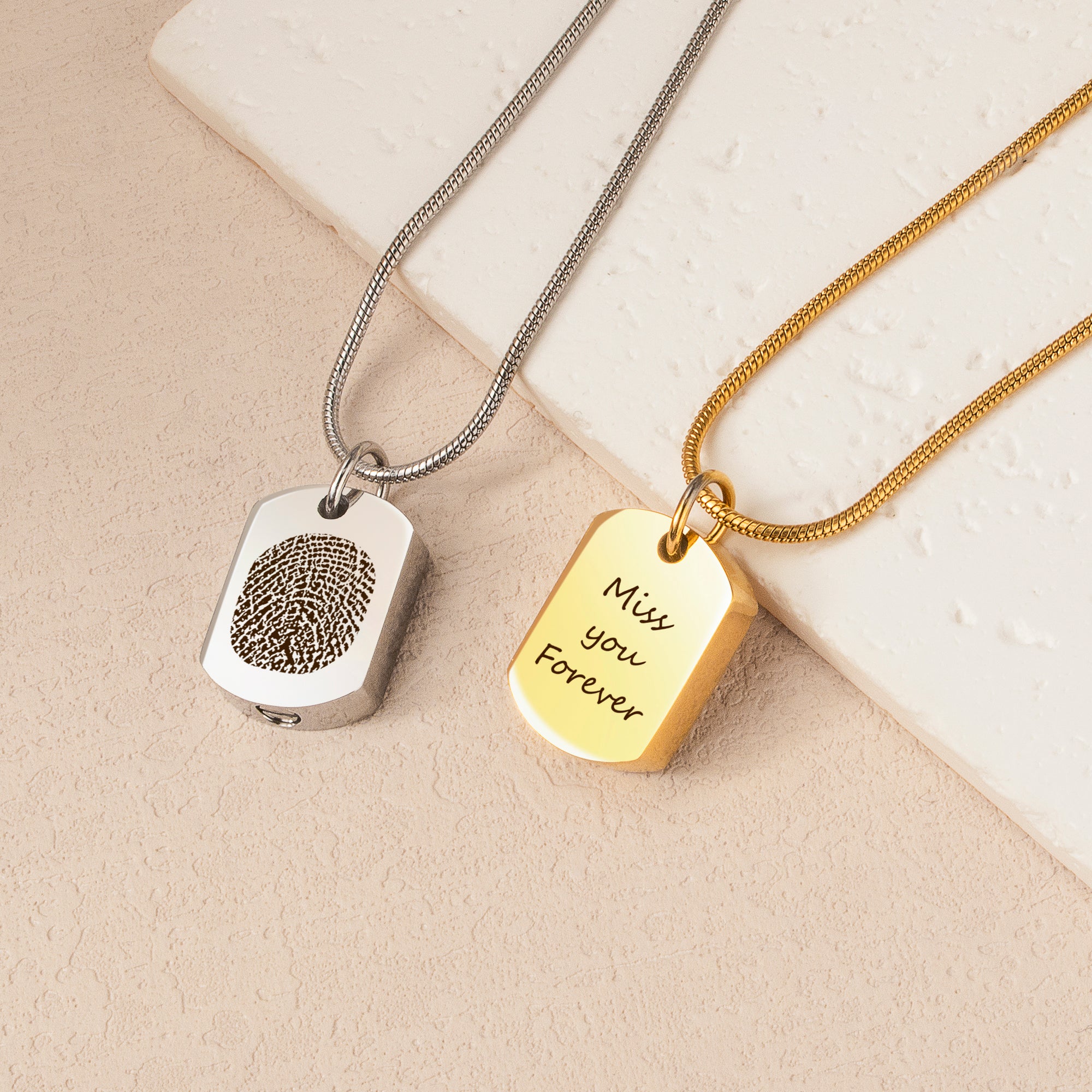 Fingerprint Memorial Dog Tag Necklace