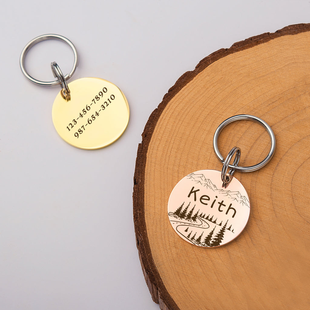 Mountain Road Round Pet ID Dog Tag