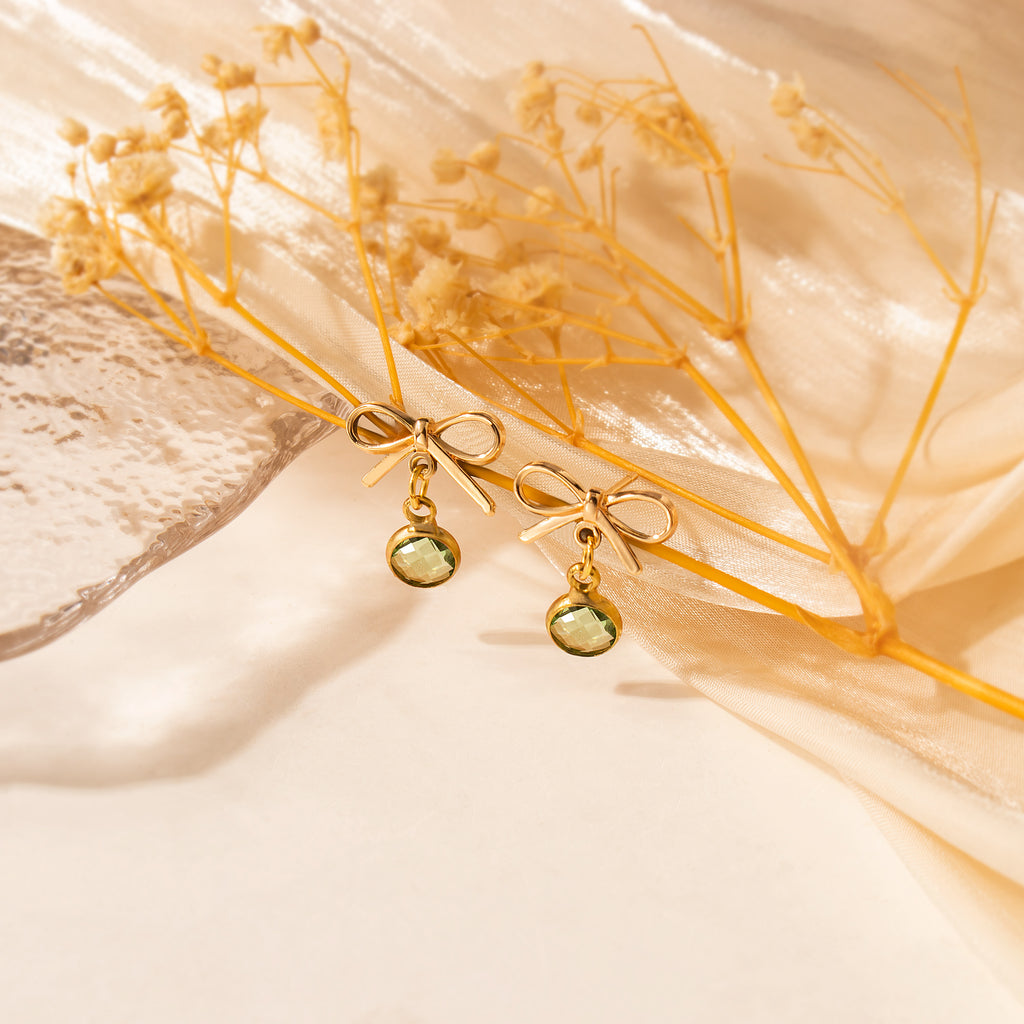 Birthstone Bow Earring