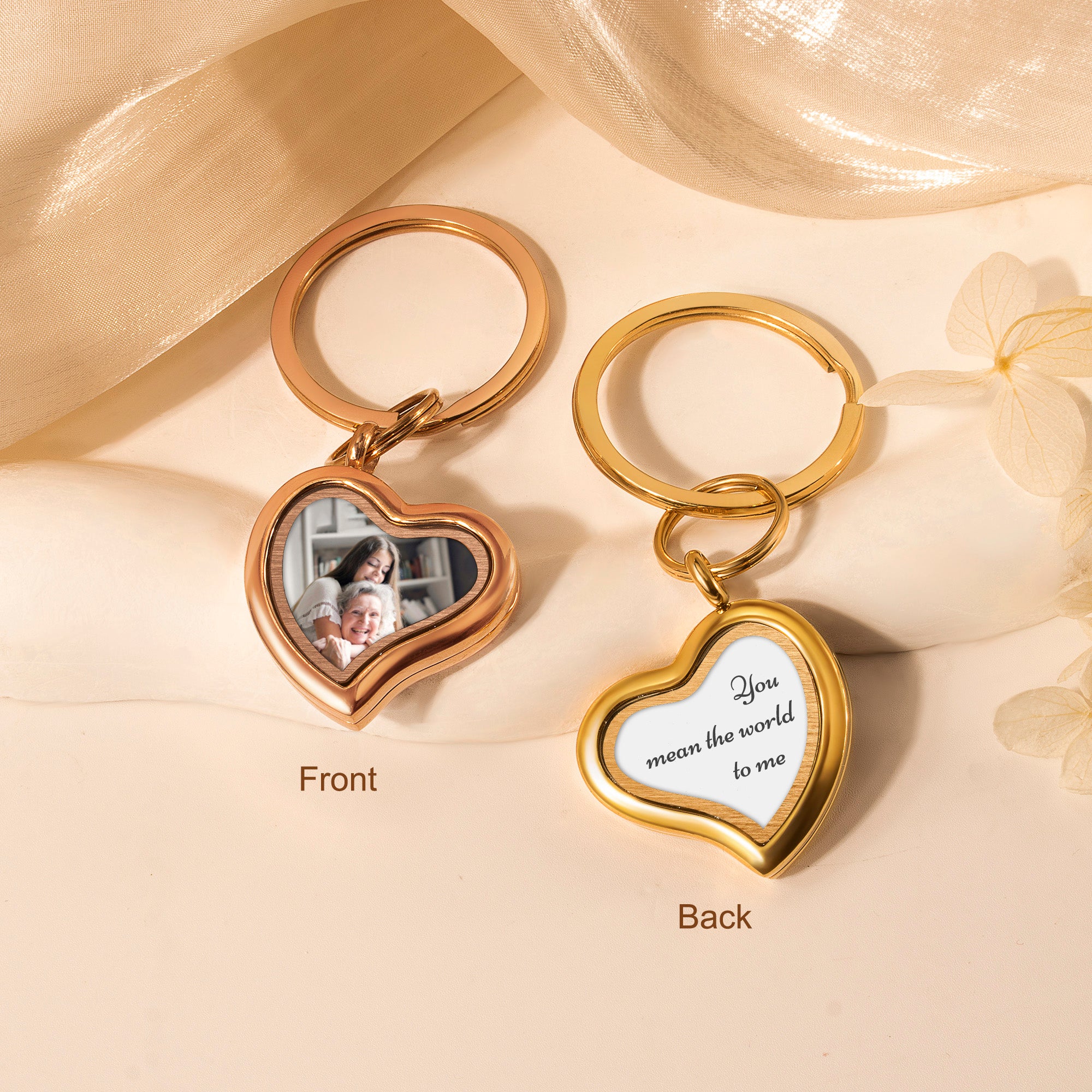 Sideways Heart Photo Locket Keychain