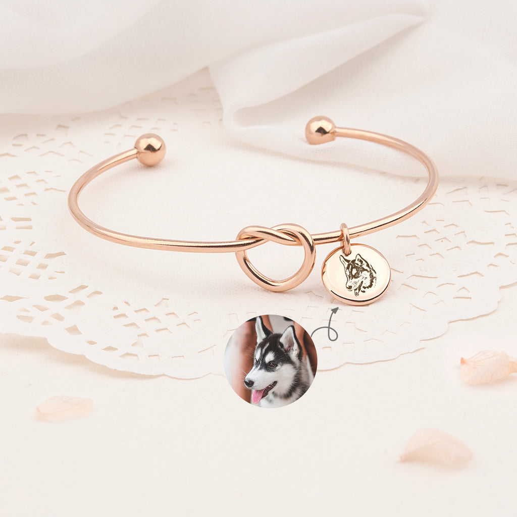 Pet Portrait Photo Custom Cuff Knot Bracelet