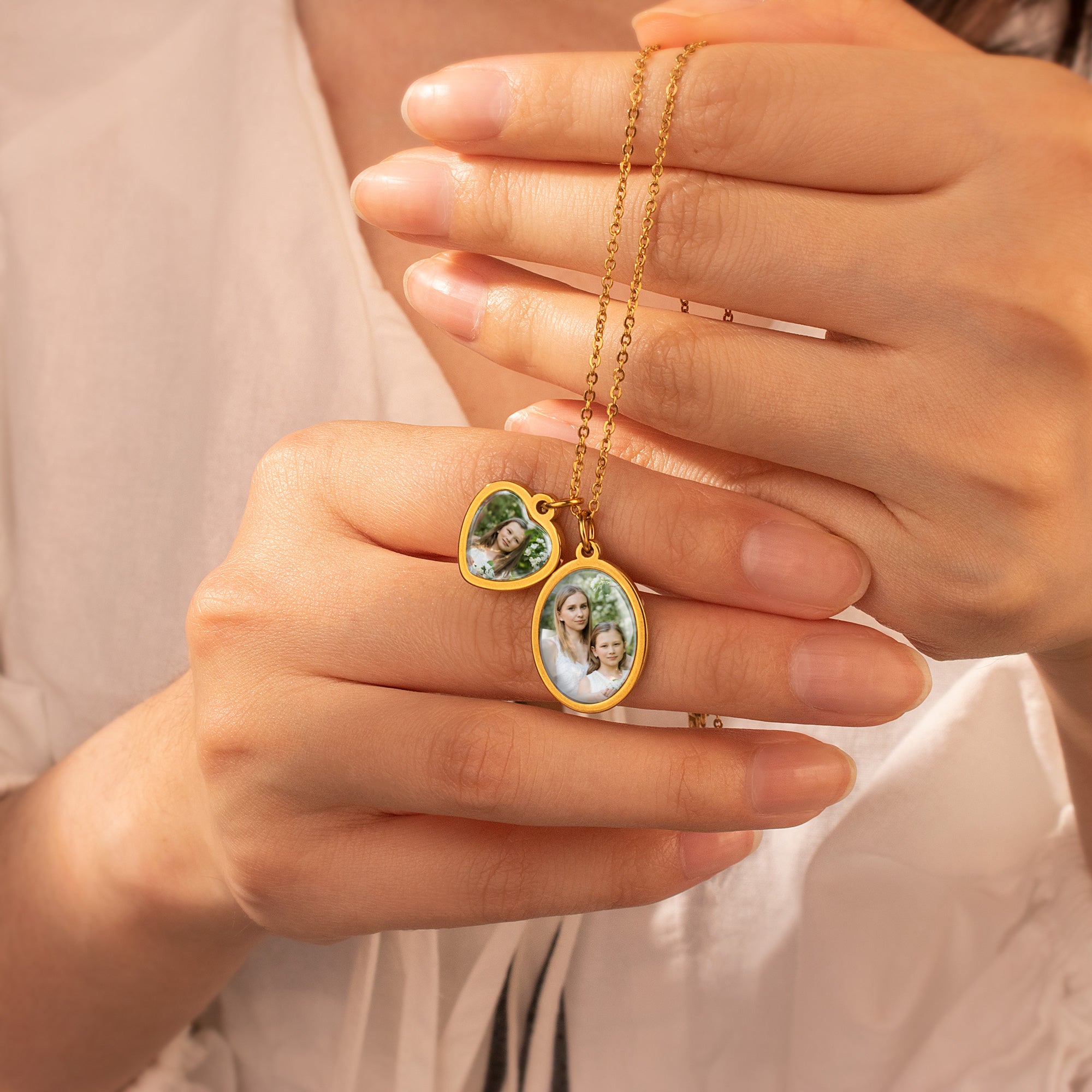 Multi-Shape Photo Necklace with Glass Dome Cab