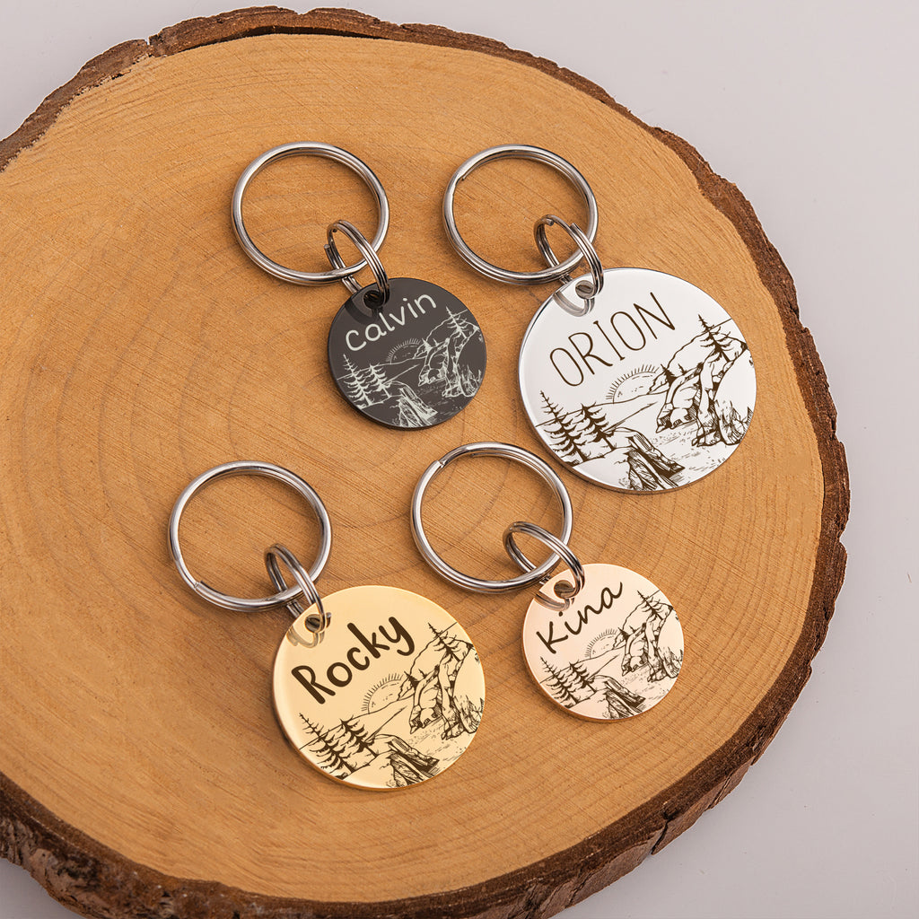 Mountain Sunrise Round Pet ID Dog Tag