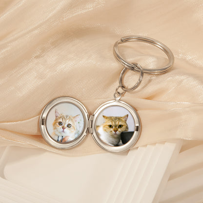 Custom Text Photo Locket Key Chain