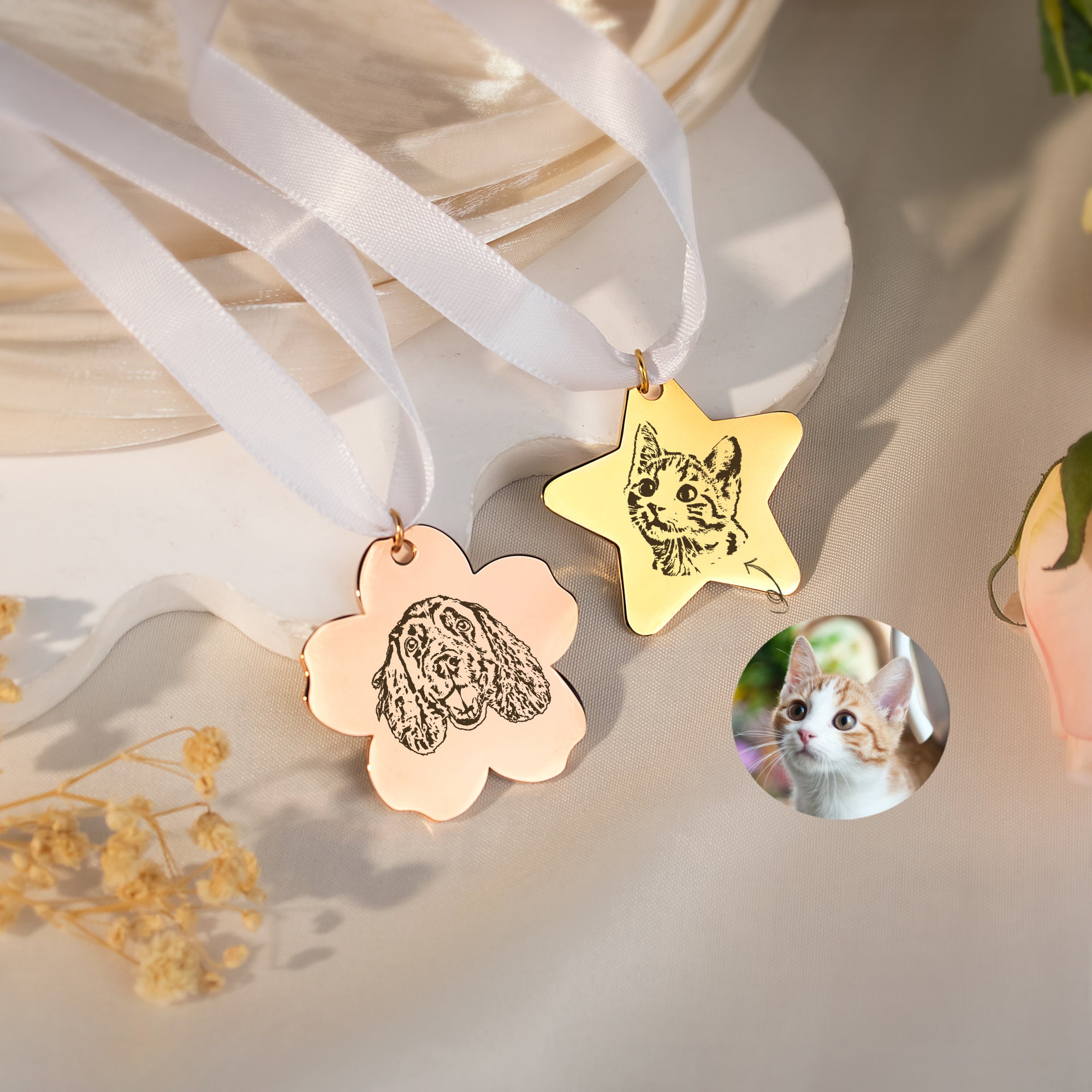 Cherry Blossom Pet Portrait Wedding Bouquet Charm