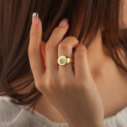 Pet Portrait Engraved Signet Ring