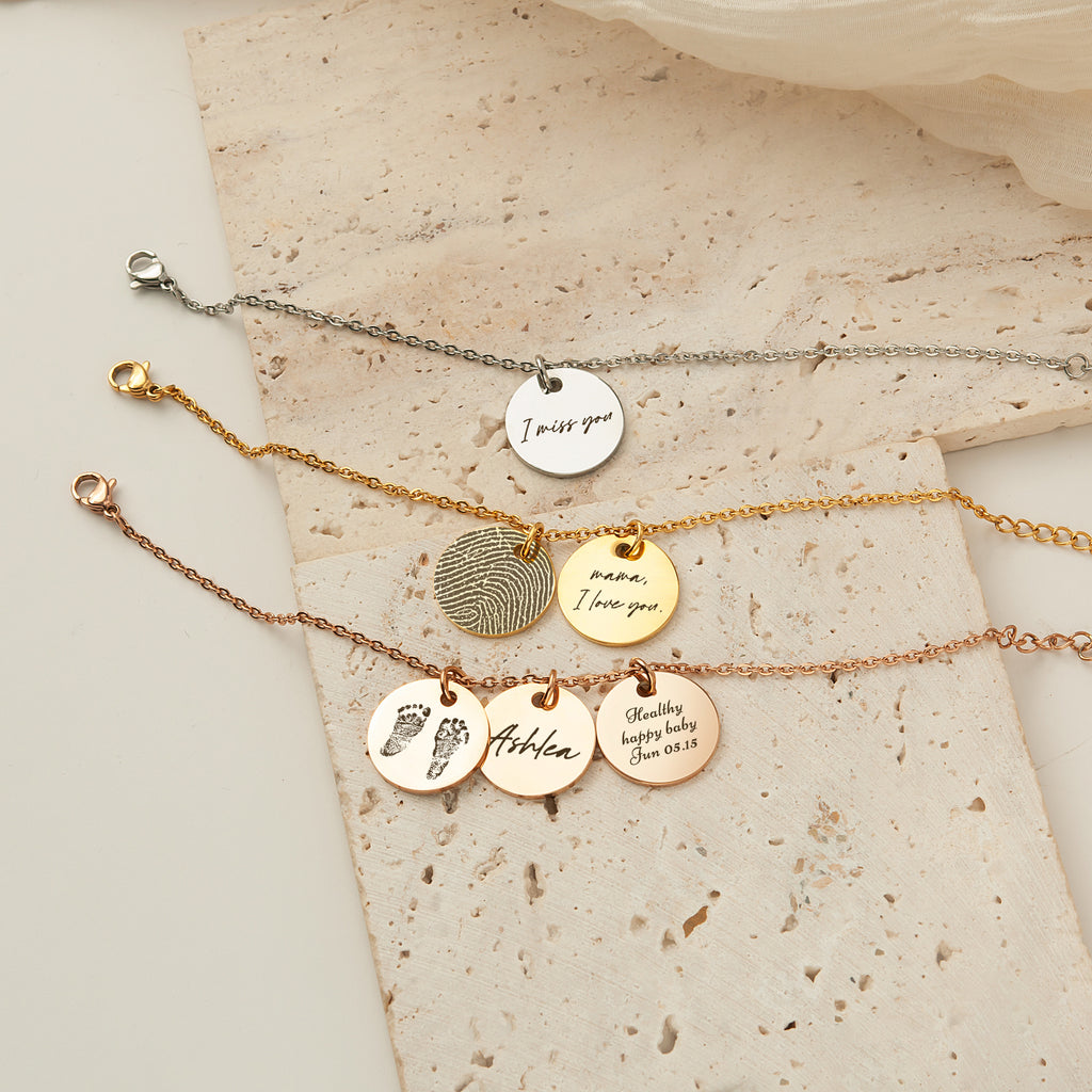 Personalized Actual Fingerprint Stainless Steel Charm Bracelet