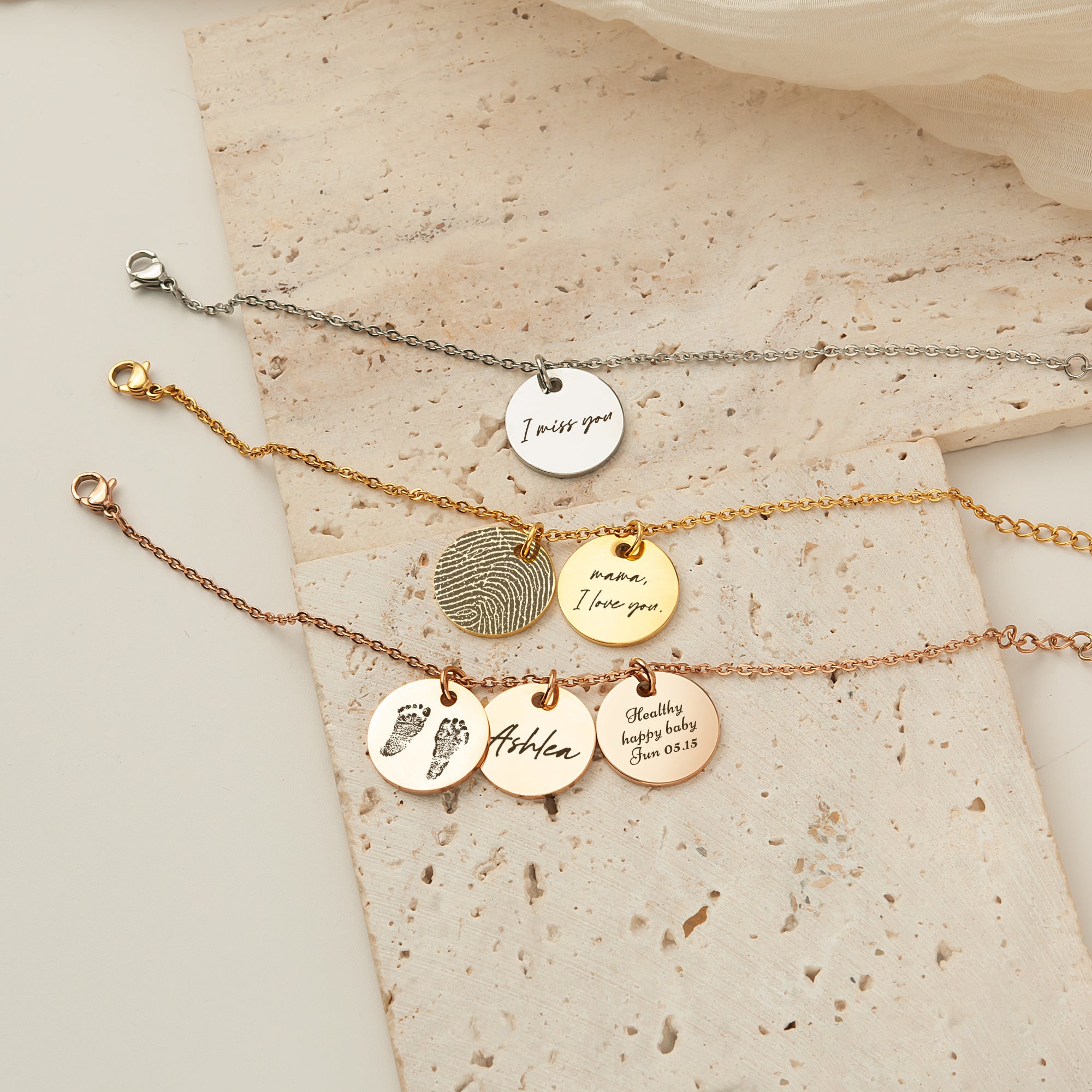 Personalized Actual Fingerprint Stainless Steel Charm Bracelet