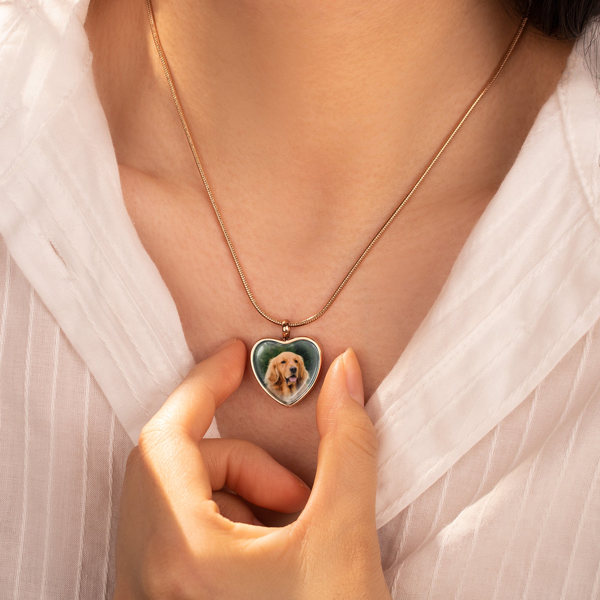 Heart Pet Memorial Ashes Holder Necklace with Photo