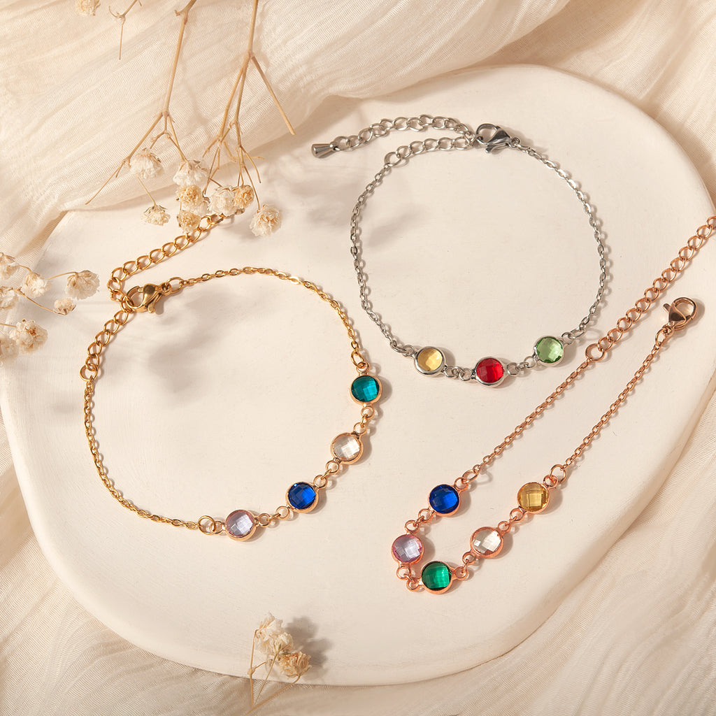 Birthstone Connecter Charm Bracelet