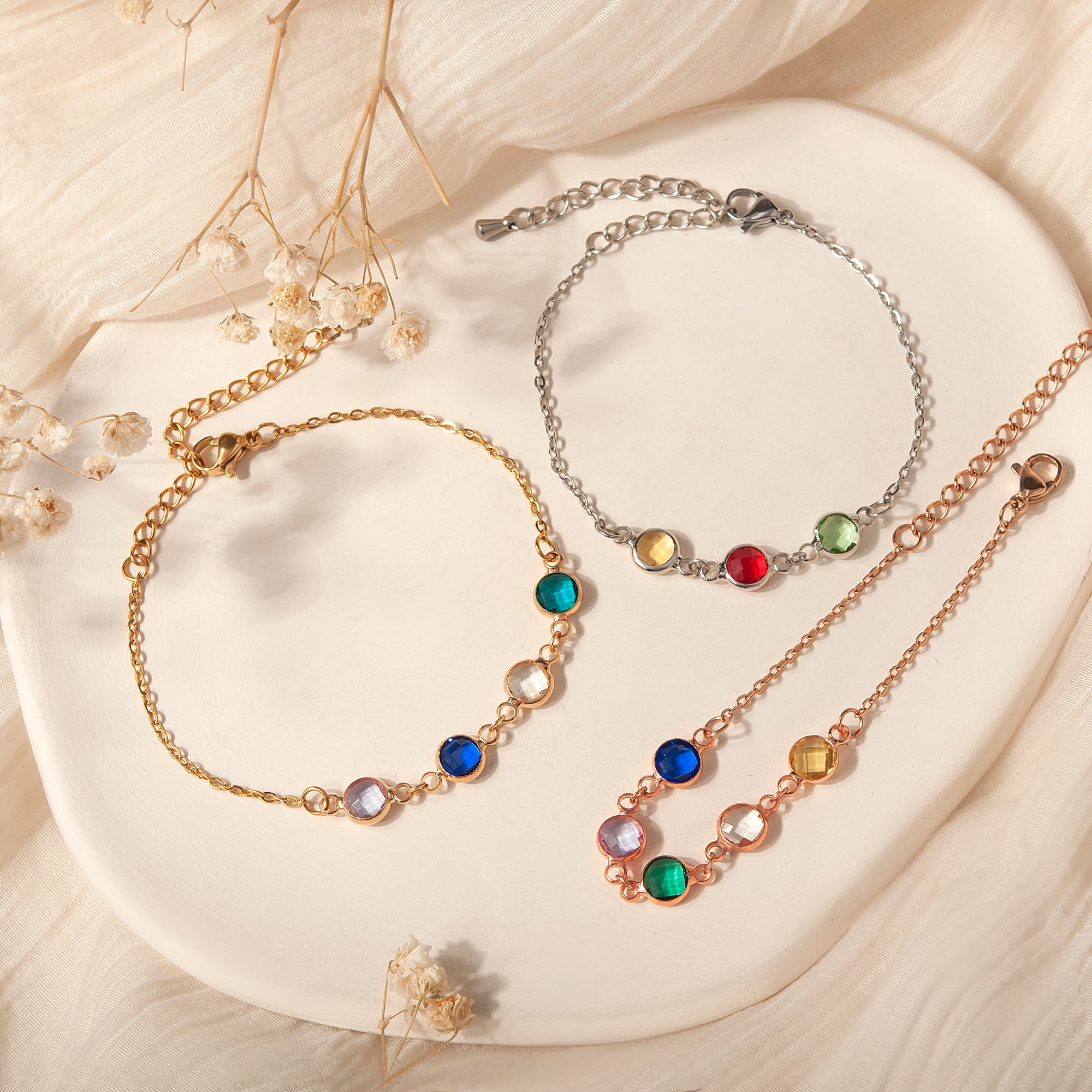 Birthstone Connecter Charm Bracelet