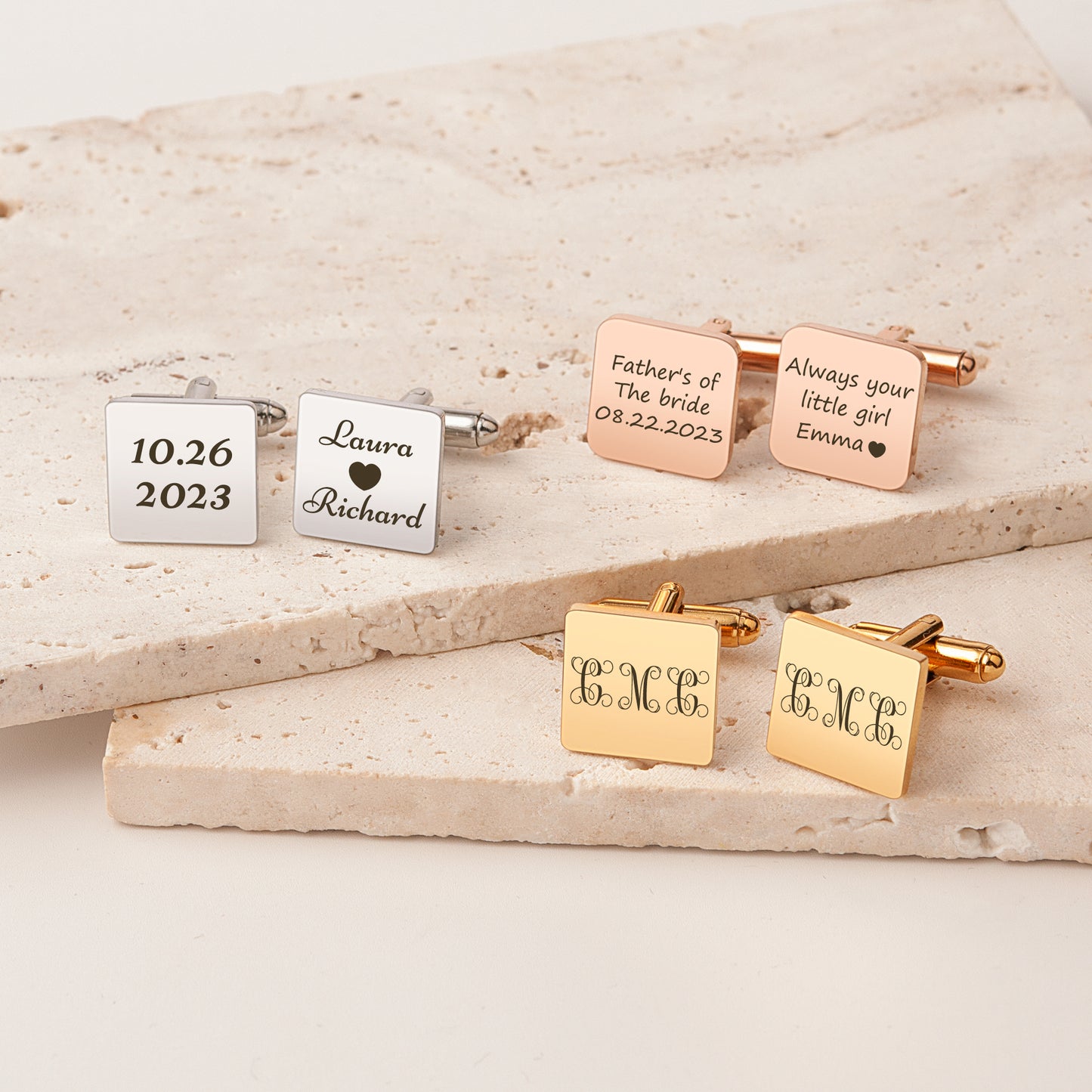 Custom Engraving Wedding Square Cuff Links