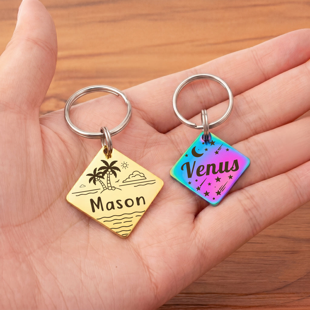 Personalized Diamond Stainless Steel Pet ID Tag