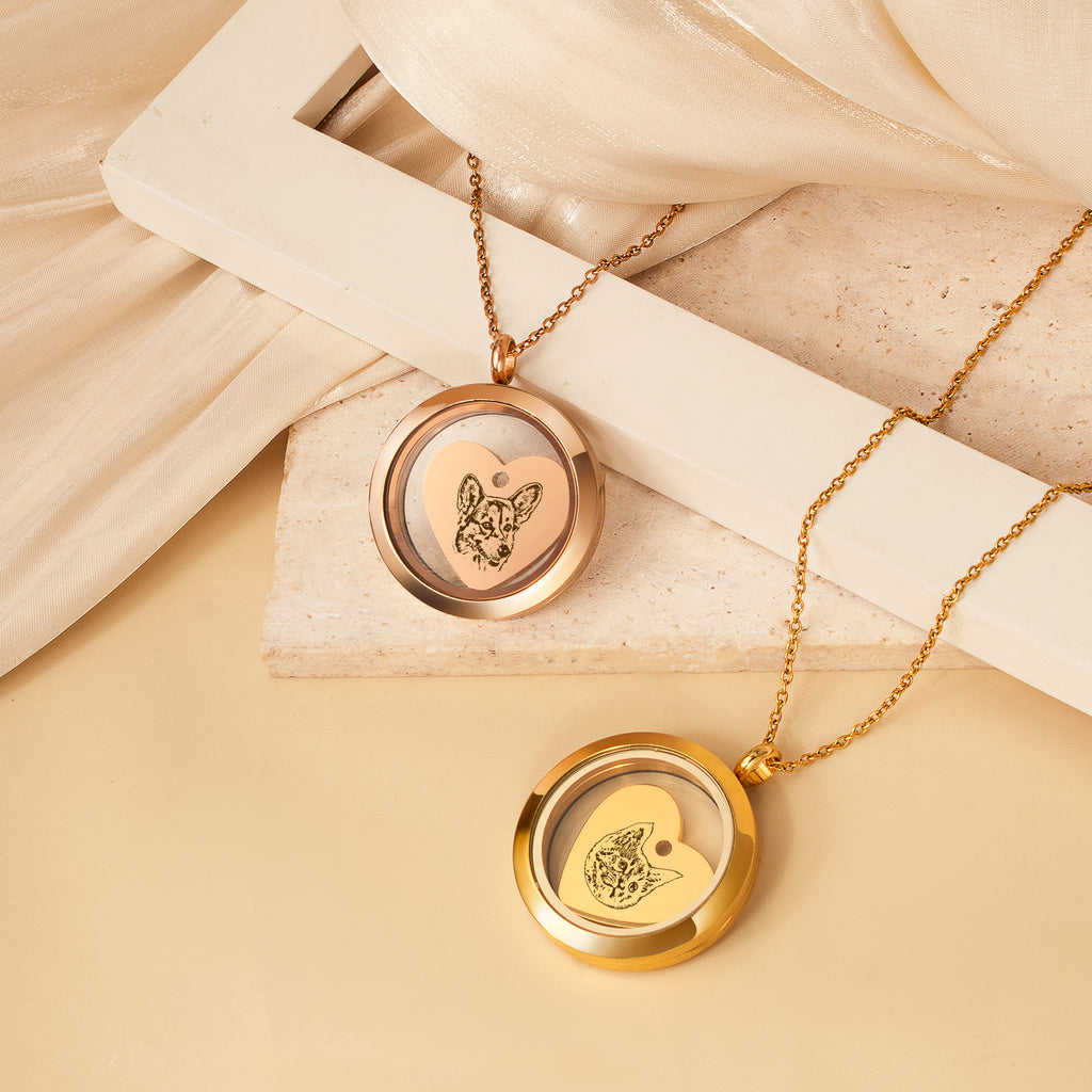 Pet Portrait Charm Locket Necklace